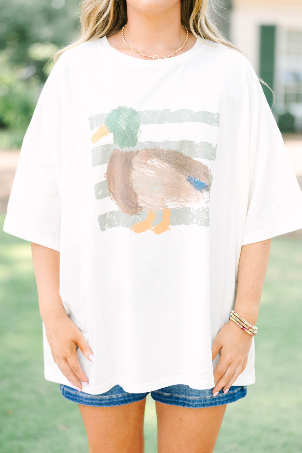 Ducks in a Row Boyfriend Tee, Ivory