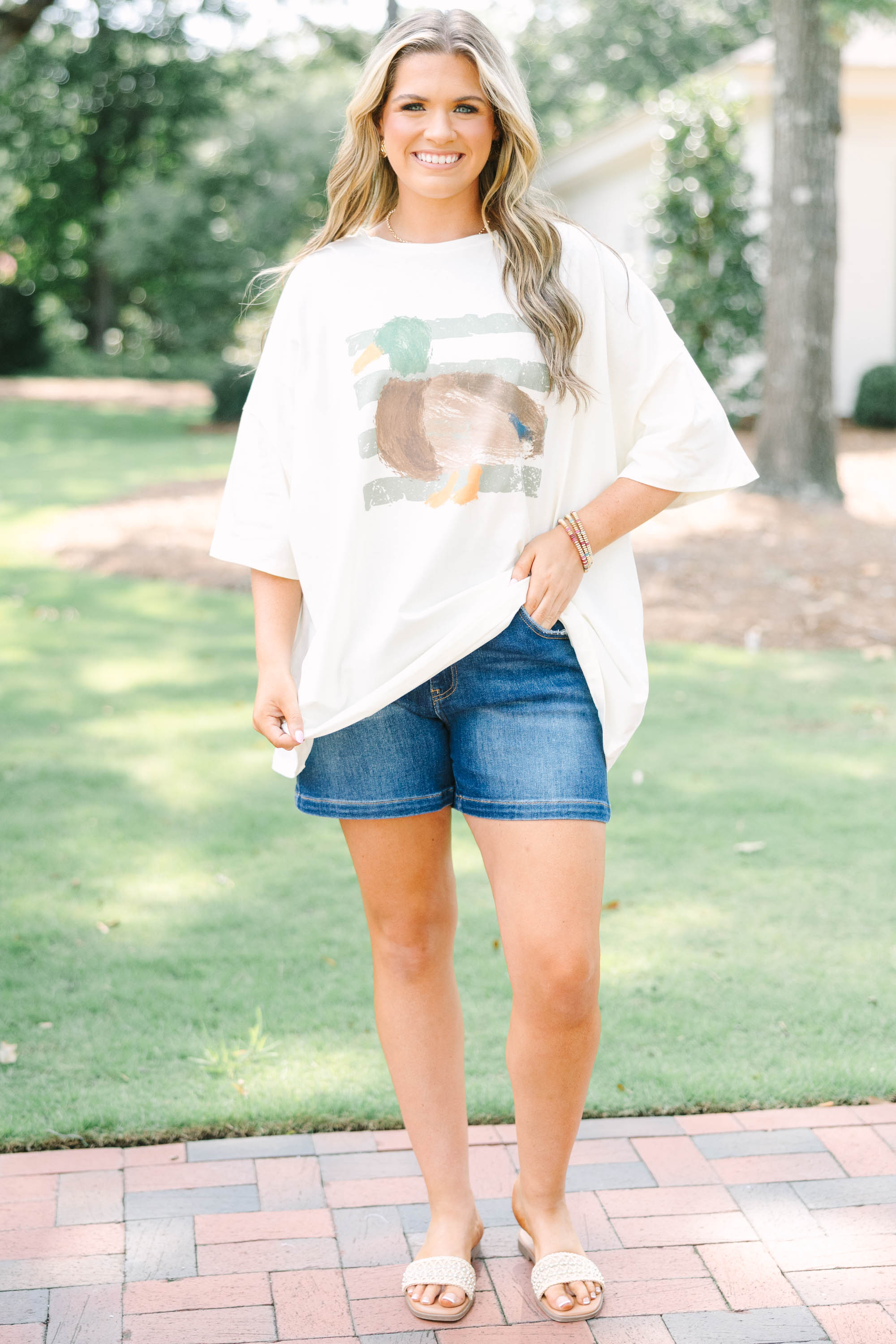 Ducks in a Row Boyfriend Tee, Ivory