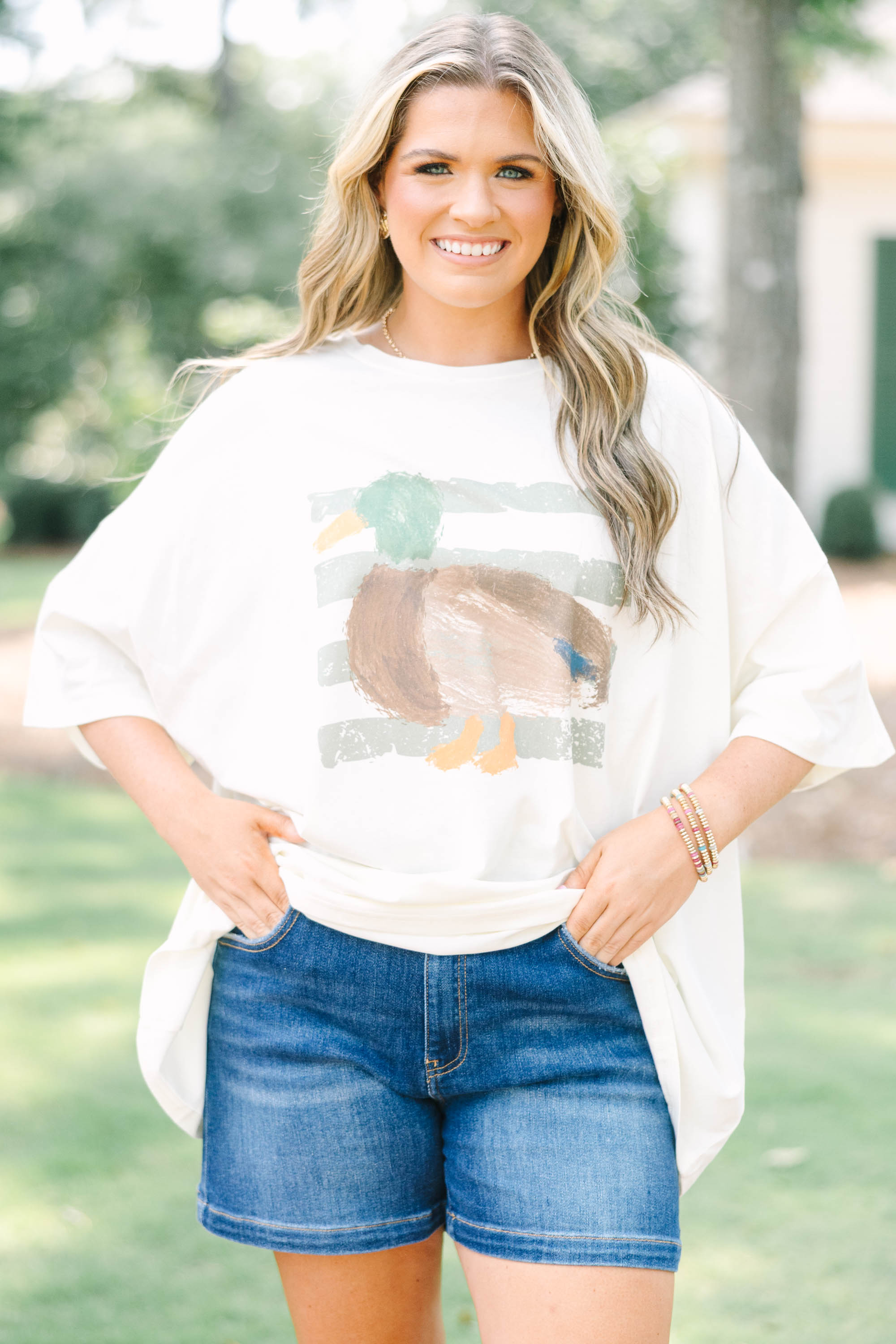 Ducks in a Row Boyfriend Tee, Ivory