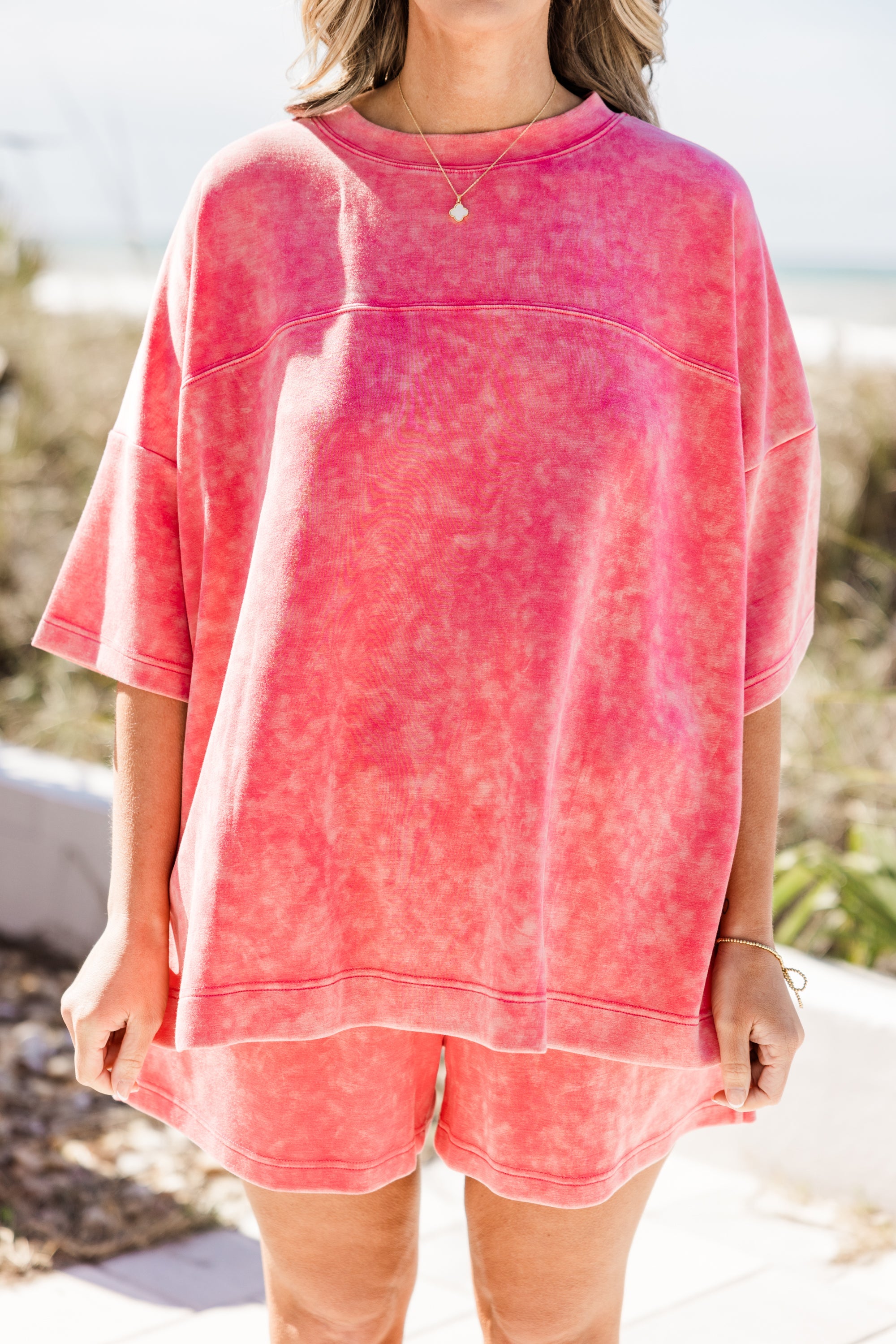 Easygoing Washed Top, Pink