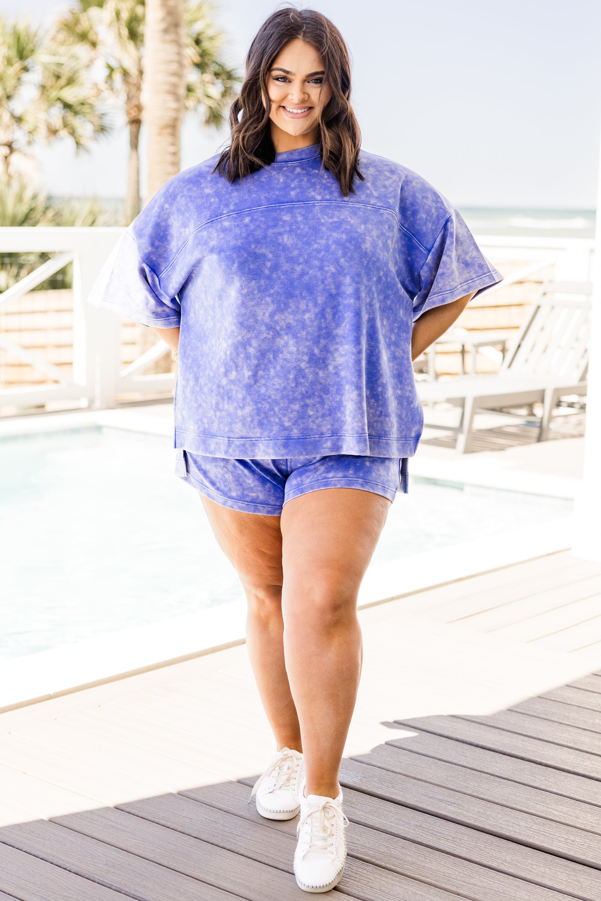 Easygoing Washed Shorts, Blue