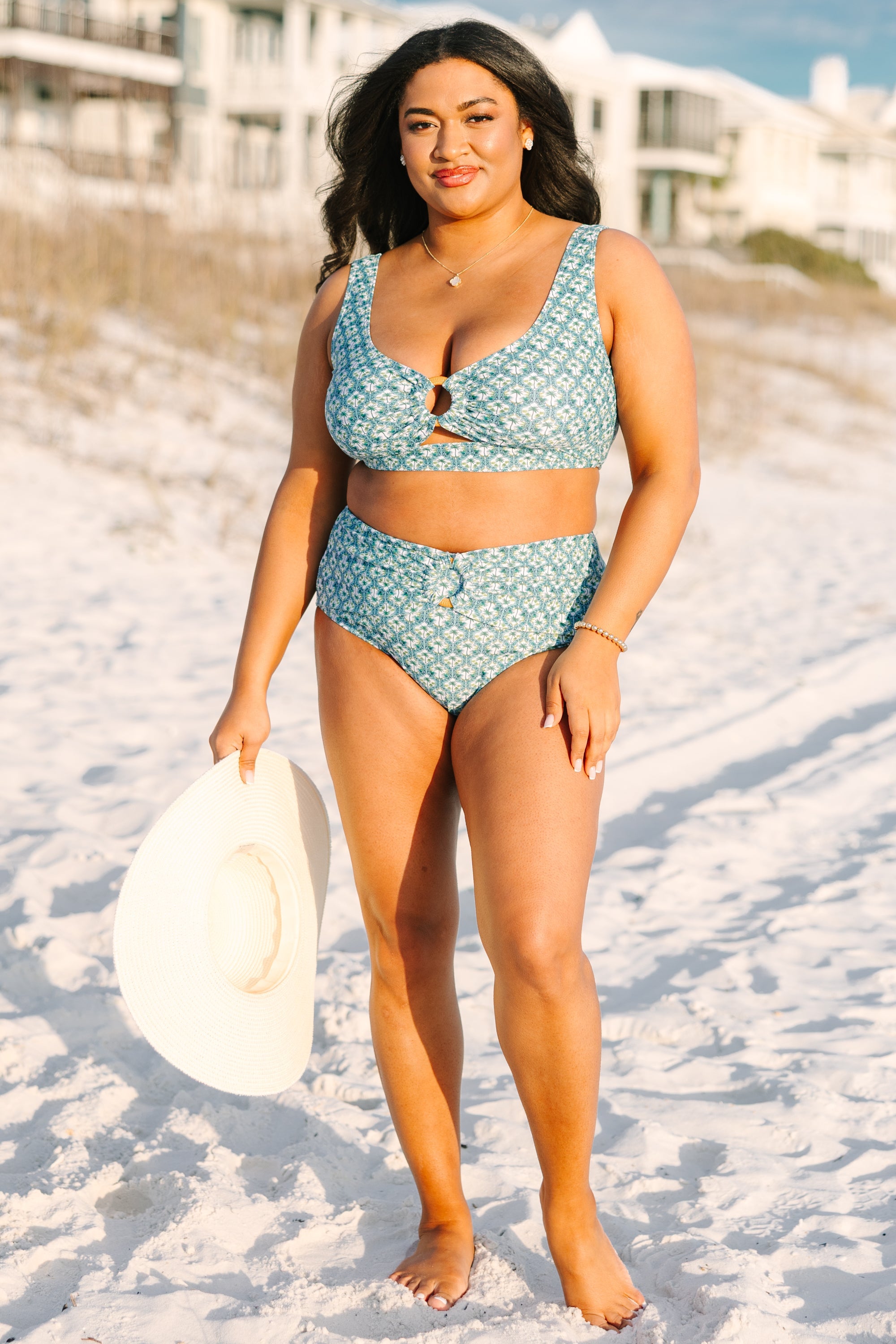 Electric Blossom Swim Bottom, Palm Leaf