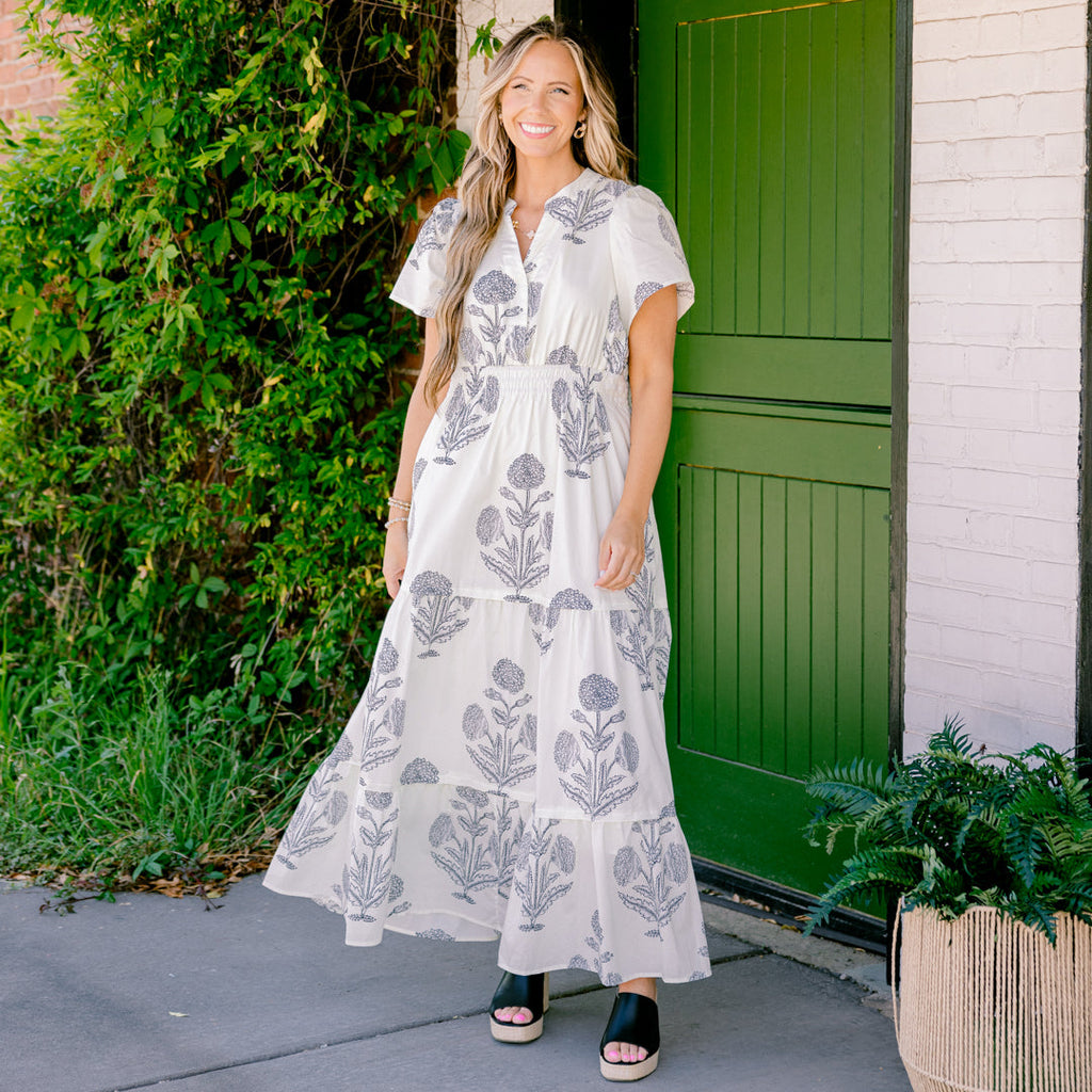 Enchanting Moments Maxi Dress, Cream-Black