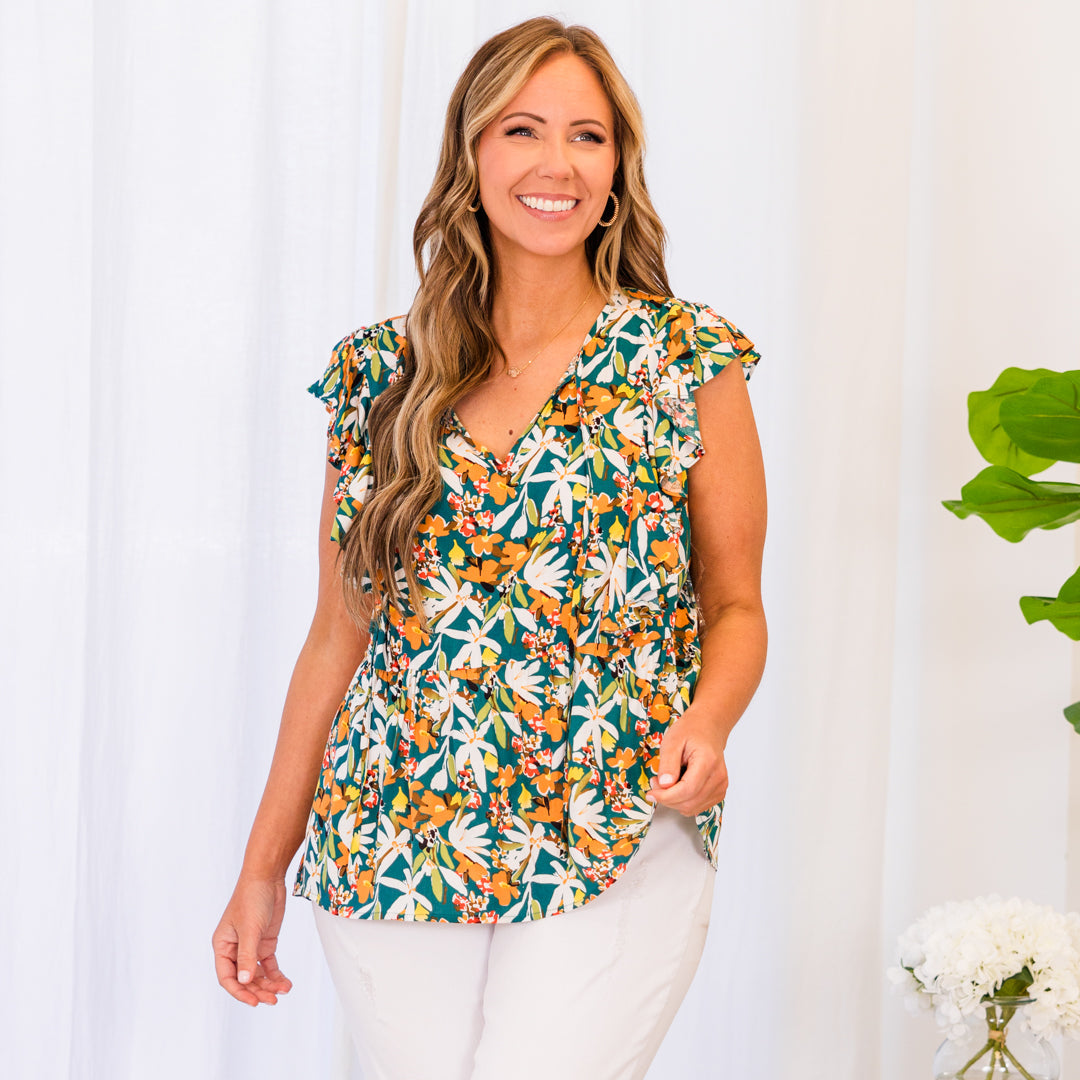 Encouraging Words Top, Teal