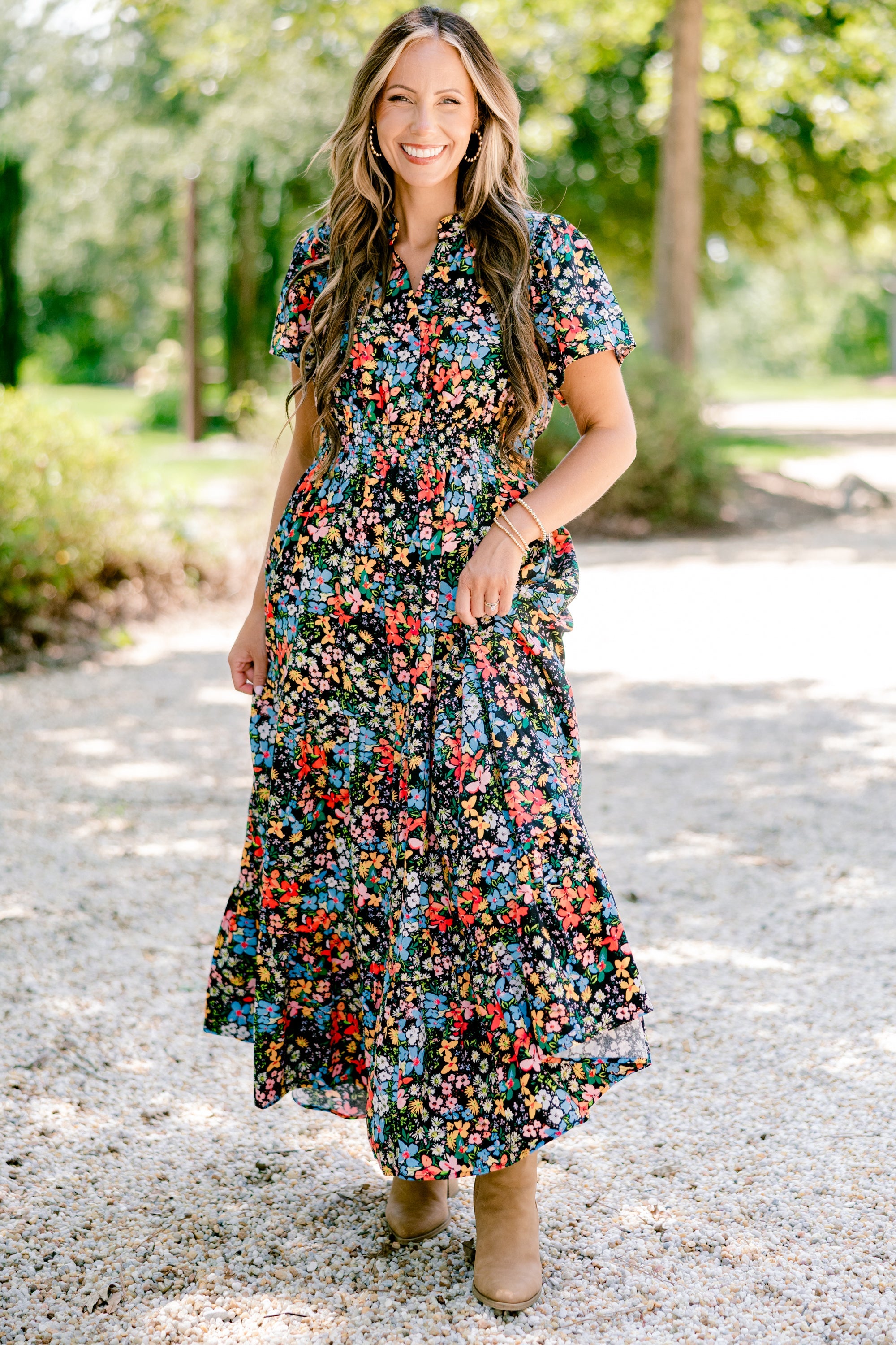 Endless Time Maxi Dress, Black Floral
