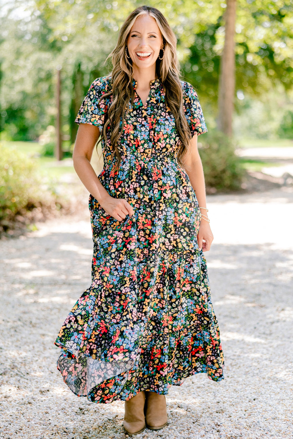 Endless Time Maxi Dress, Black Floral
