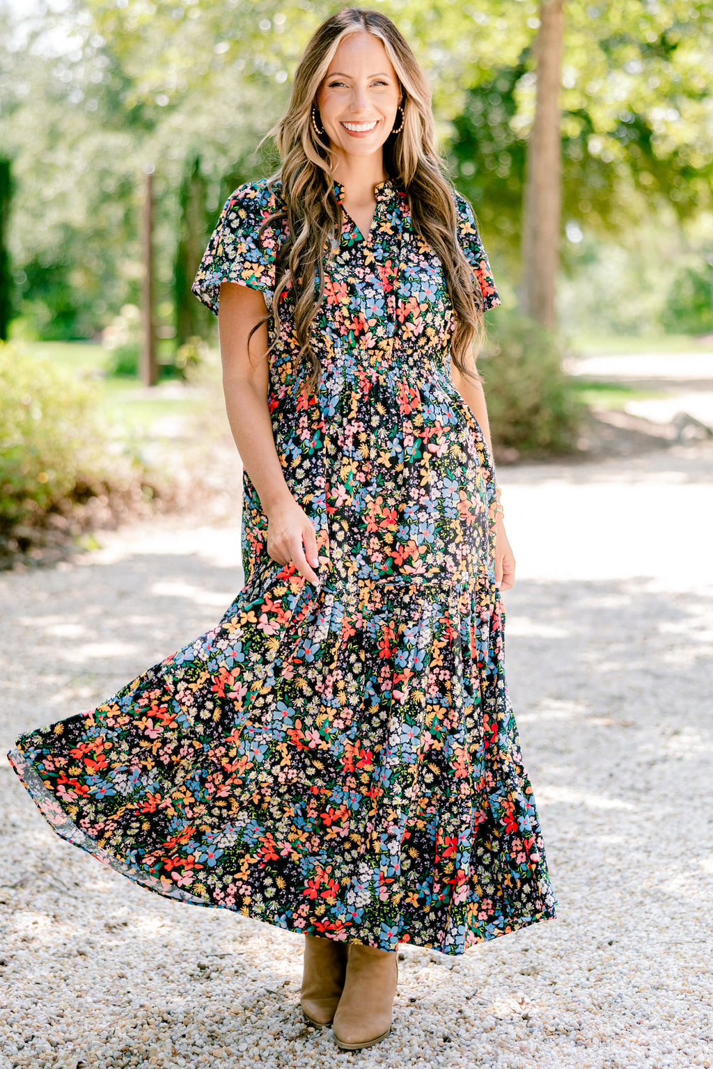 Endless Time Maxi Dress, Black Floral