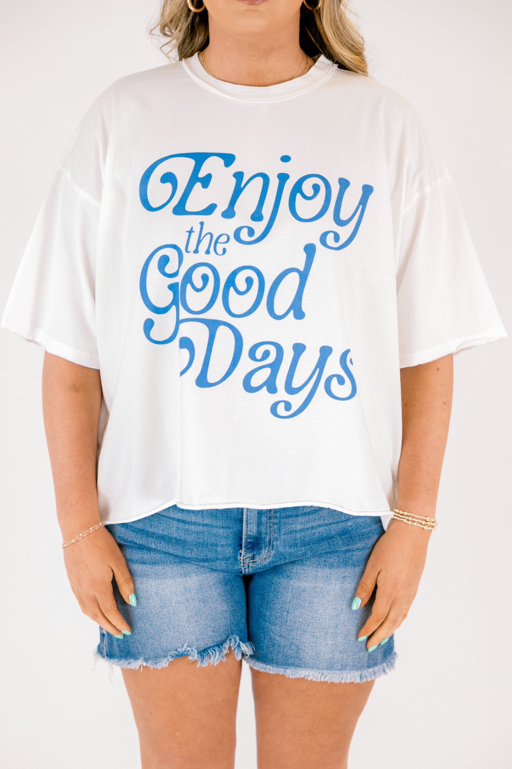 Enjoy Good Days Vintage Wash Tee, White