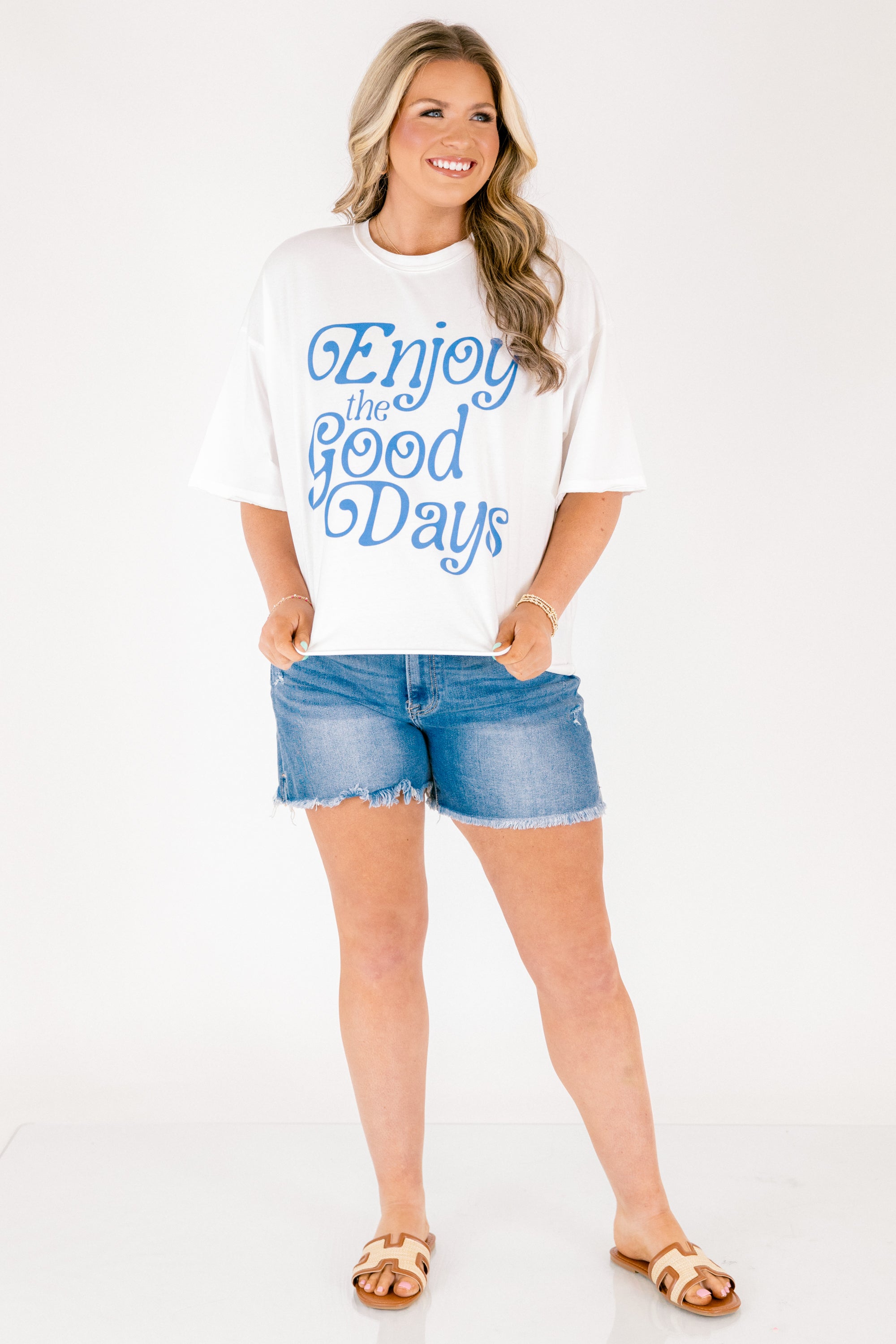 Enjoy Good Days Vintage Wash Tee, White