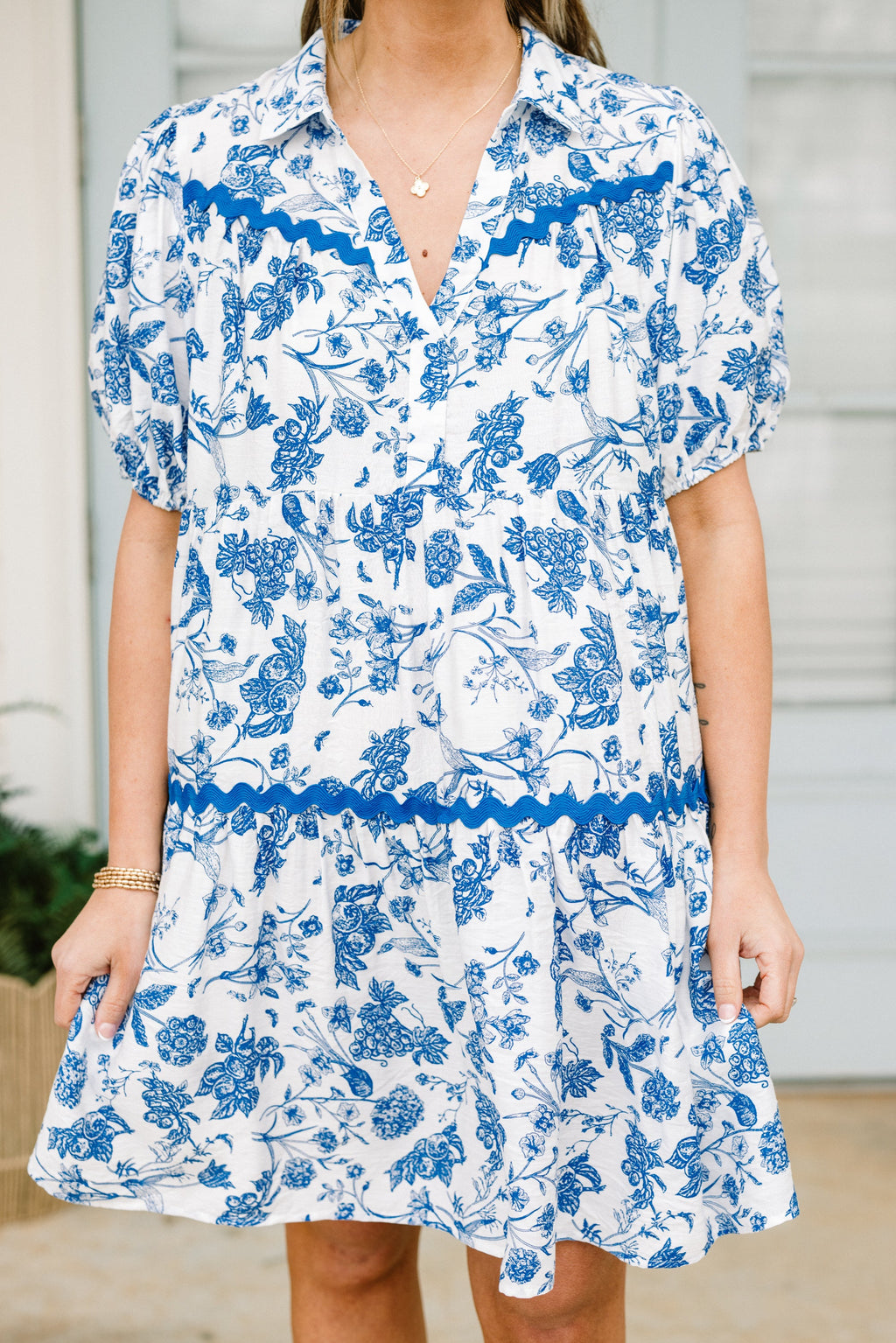 Escape Reality Dress, Blue Toile