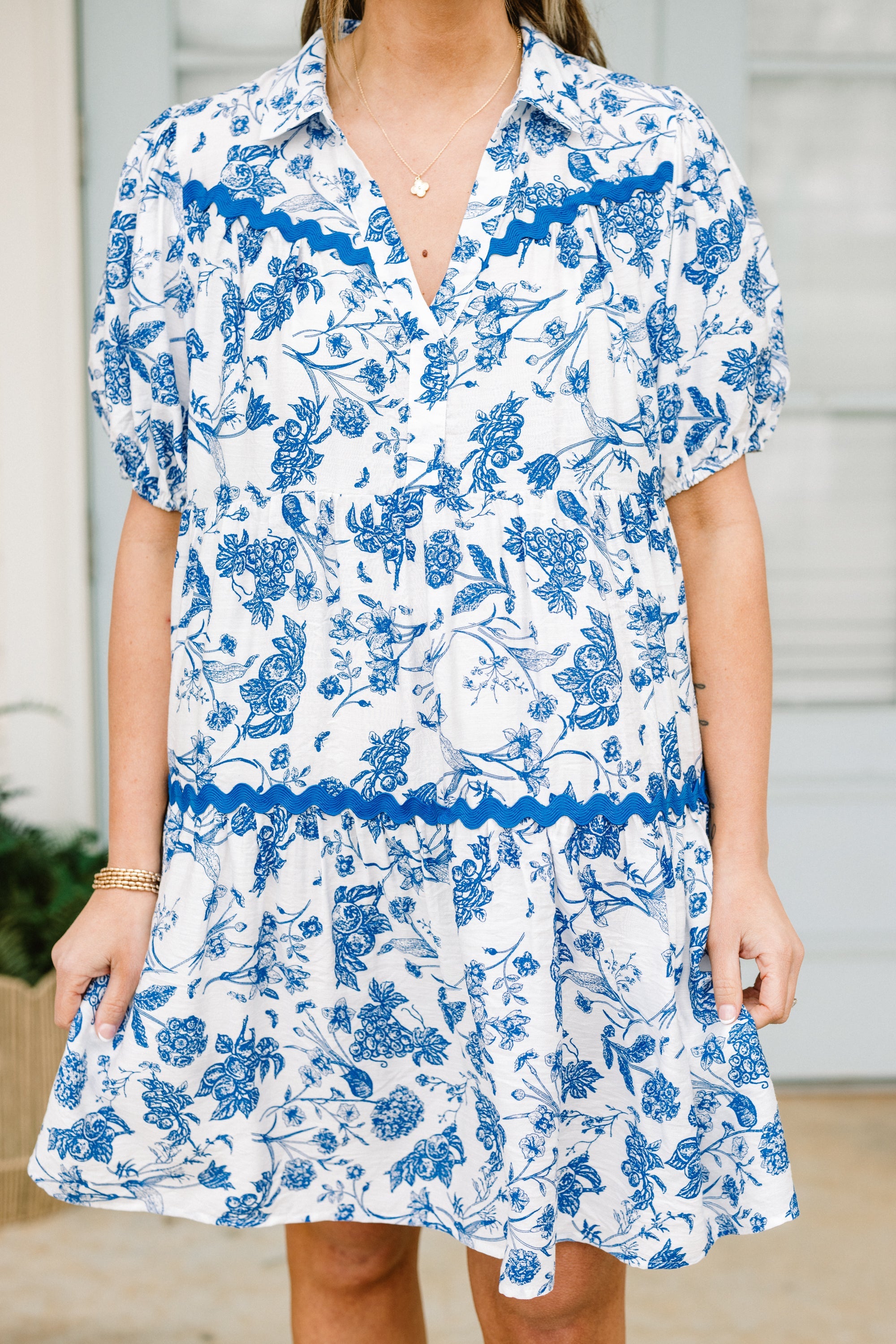Escape Reality Dress, Blue Toile