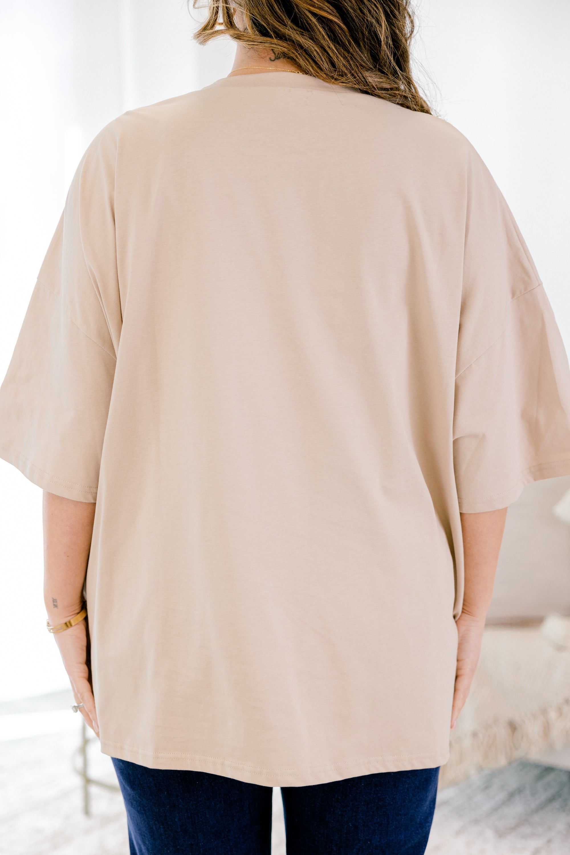 Espressos & Bows Boyfriend Tee, Light Mocha