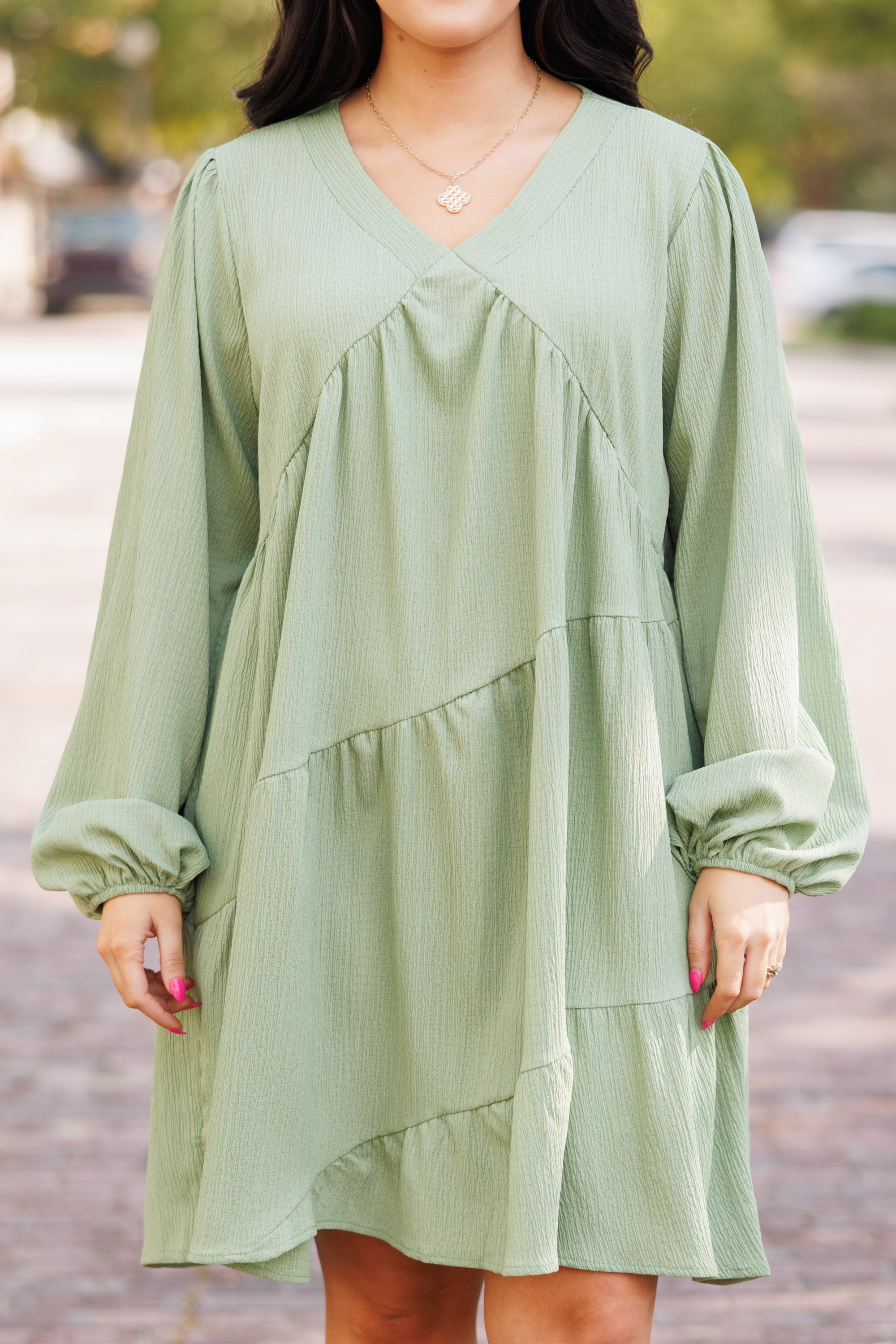 Every Cloud Has A Silver Lining Dress, Avocado