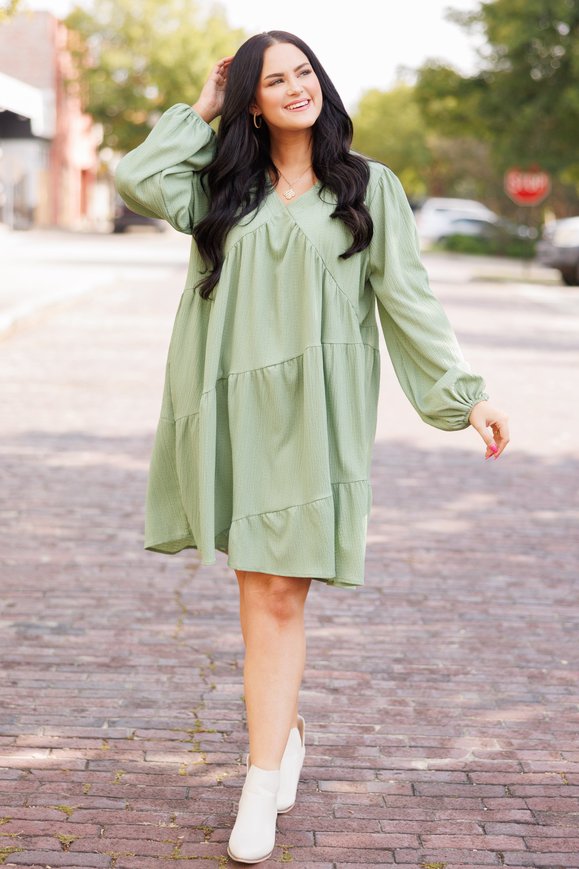 Every Cloud Has A Silver Lining Dress, Avocado