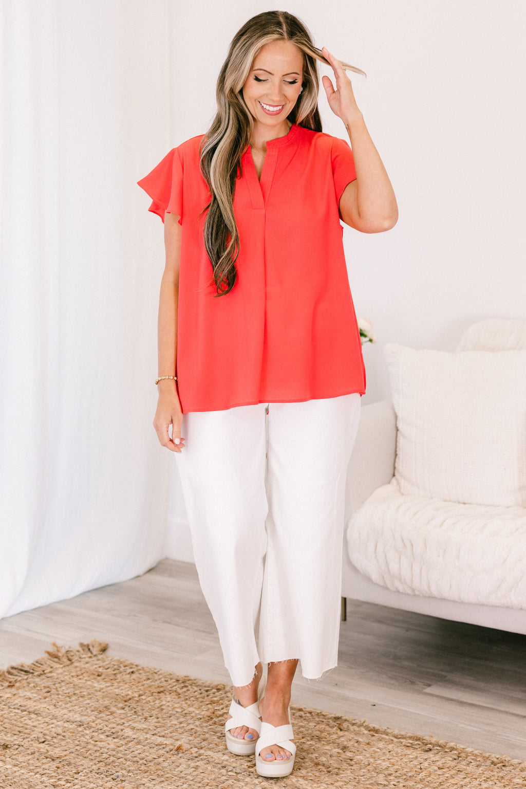 Everyday Smiles Top, Coral