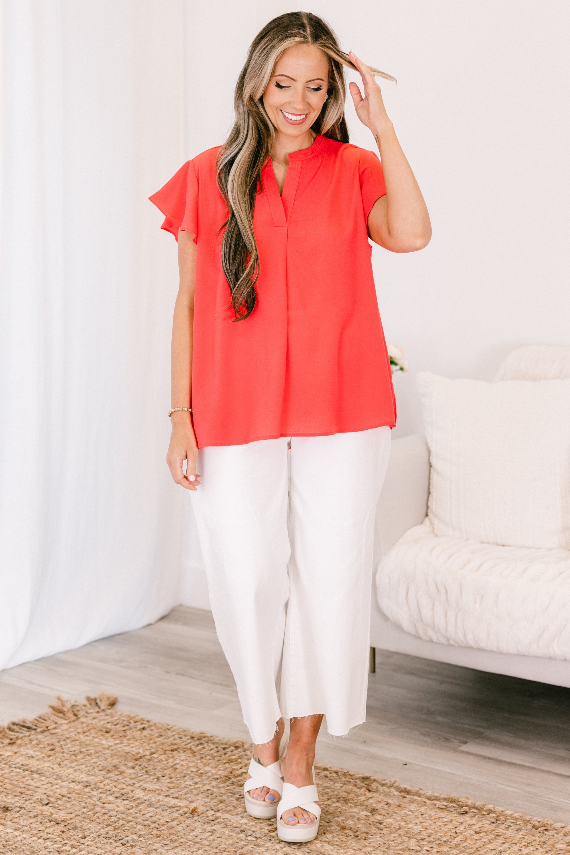 Everyday Smiles Top, Coral