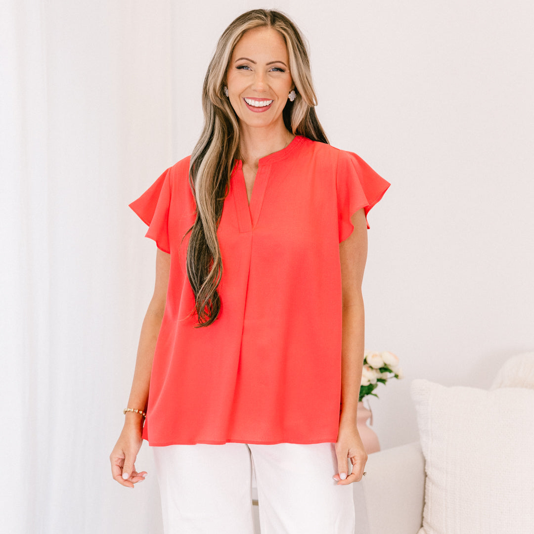 Everyday Smiles Top, Coral