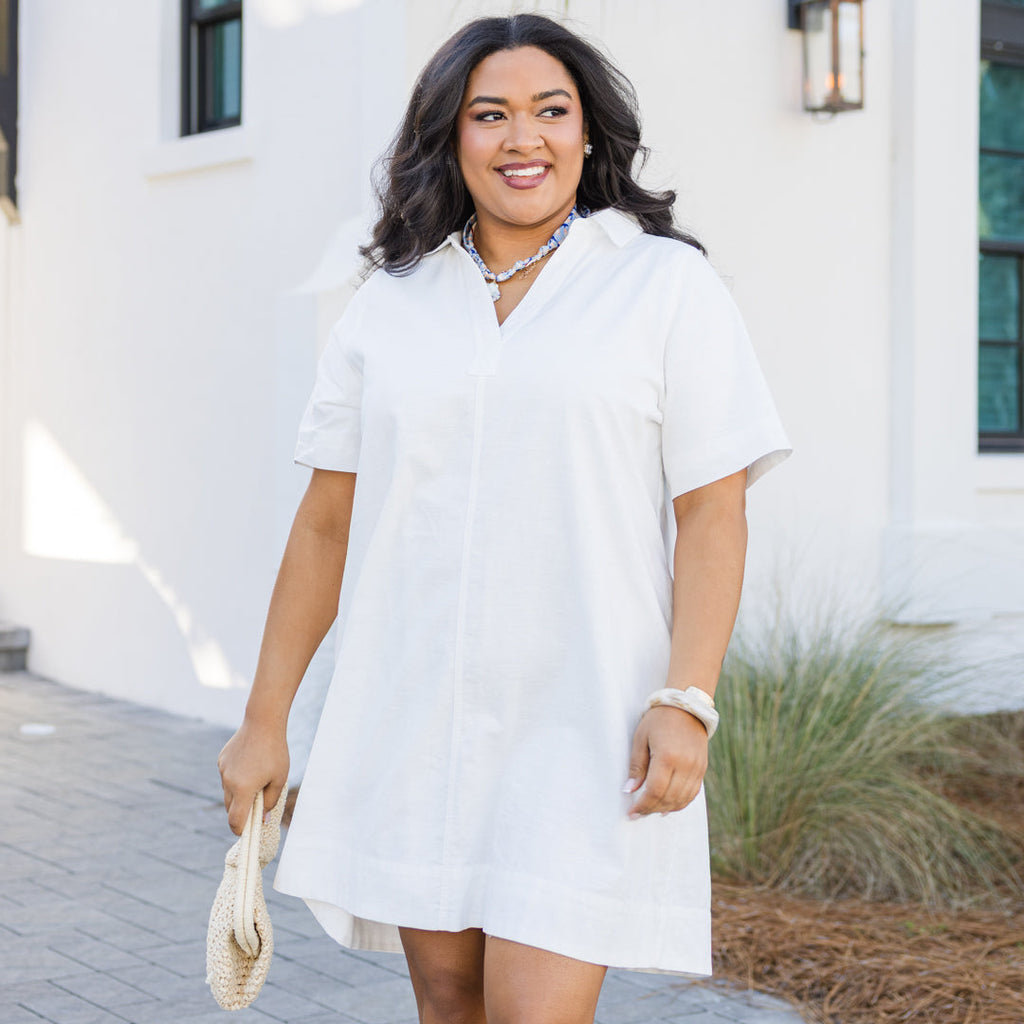 Everything Falls Into Place Dress, White
