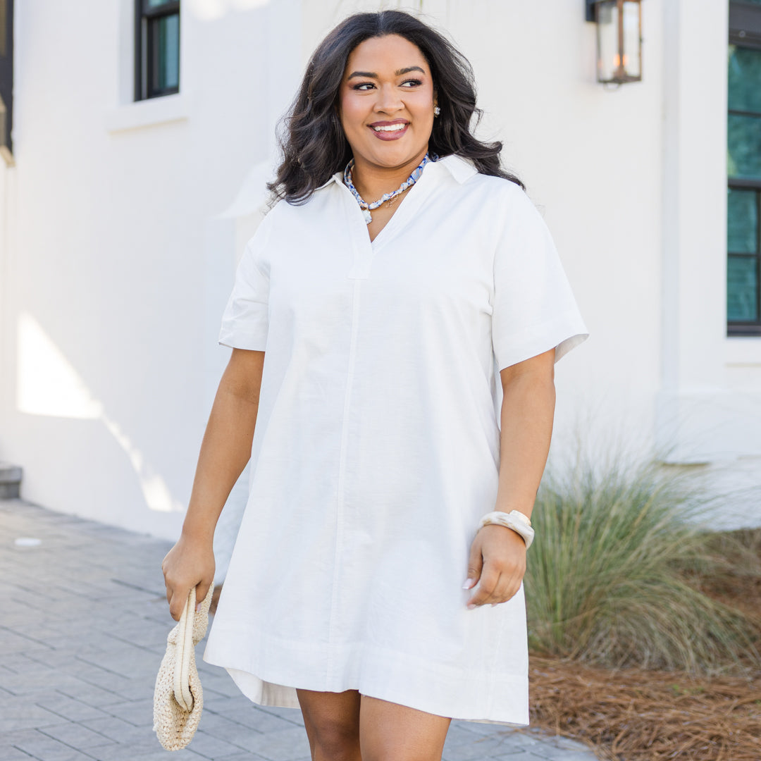 Everything Falls Into Place Dress, White