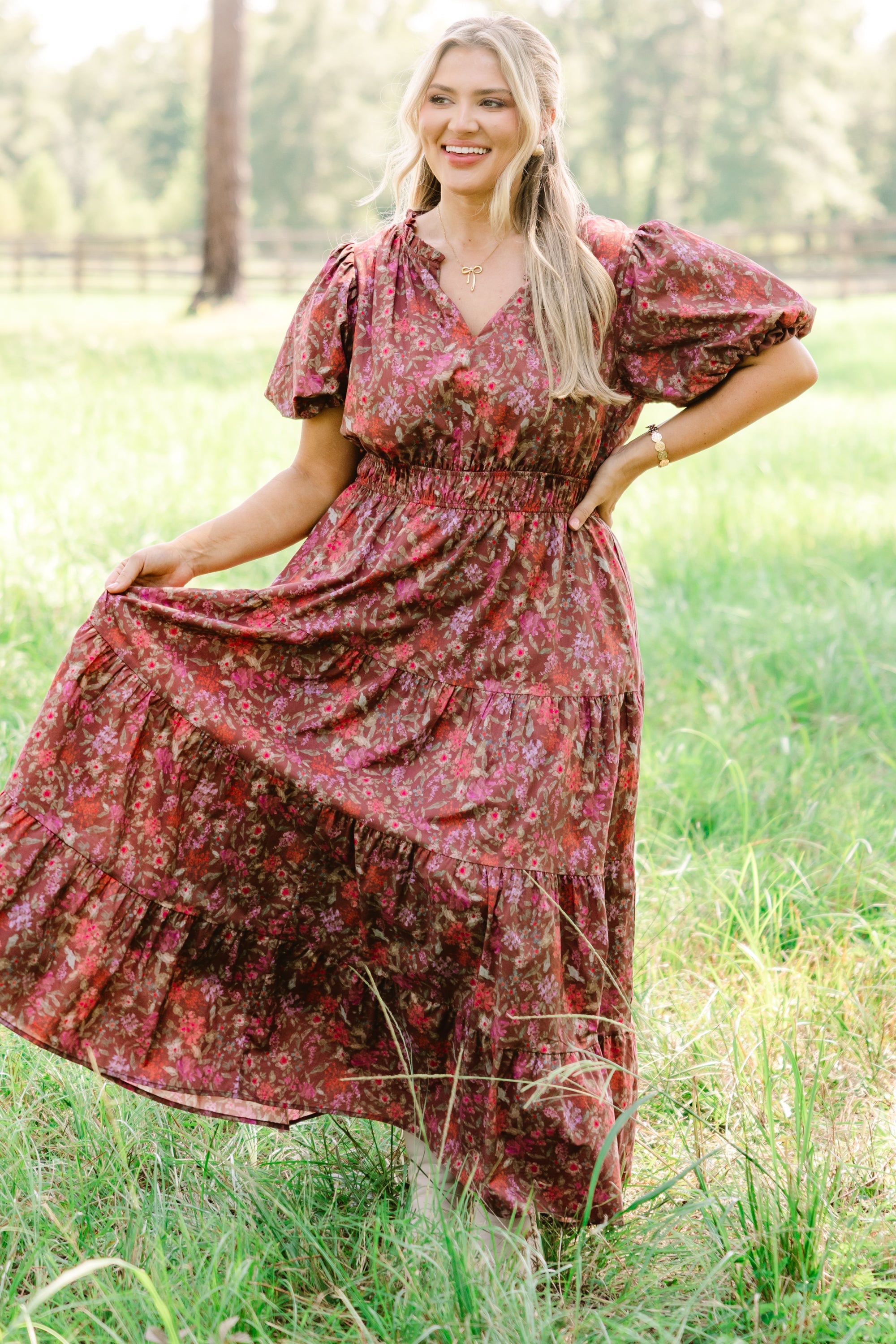 Everything I Love Dress, Brown Floral