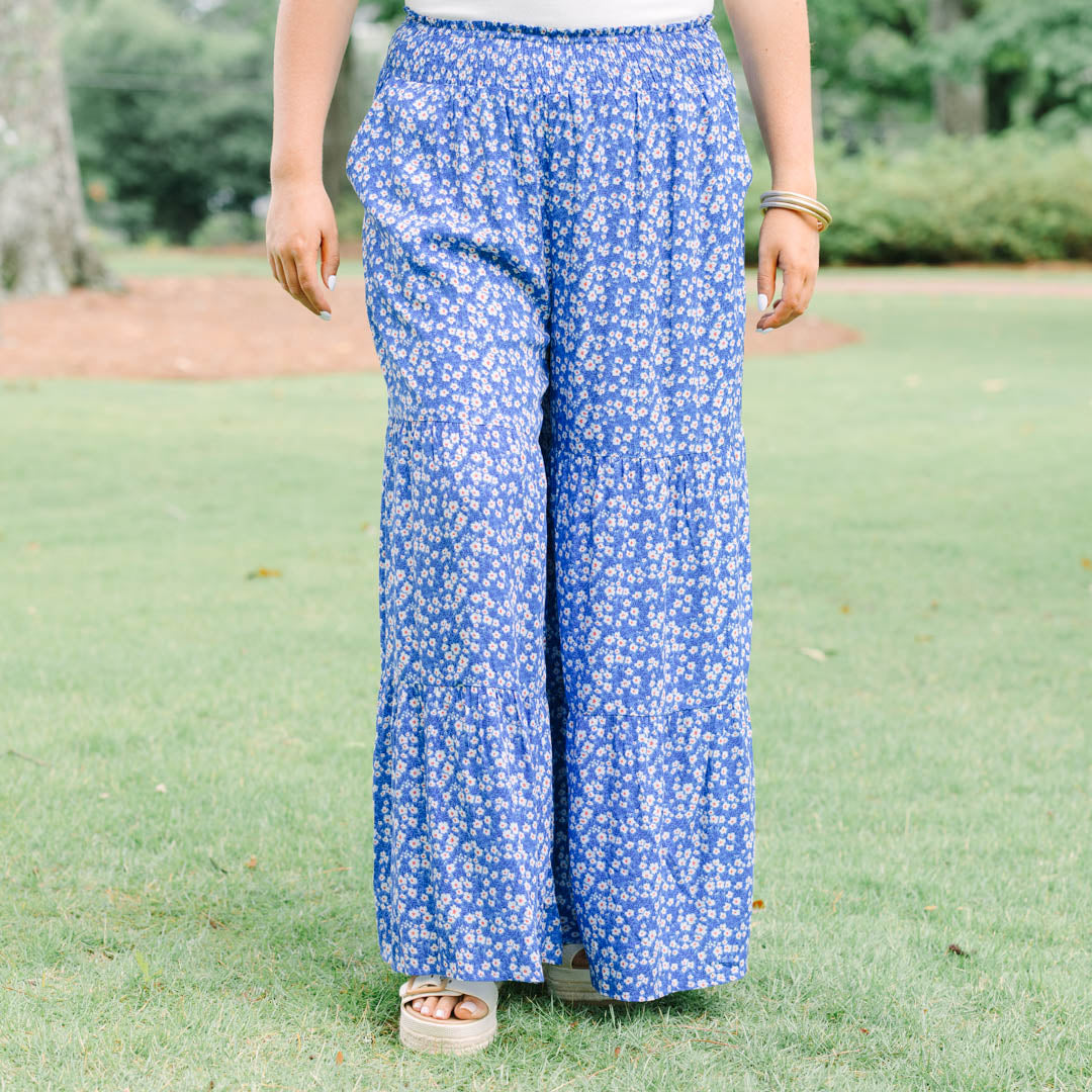 Excited To Be Here Pants, Blue Floral