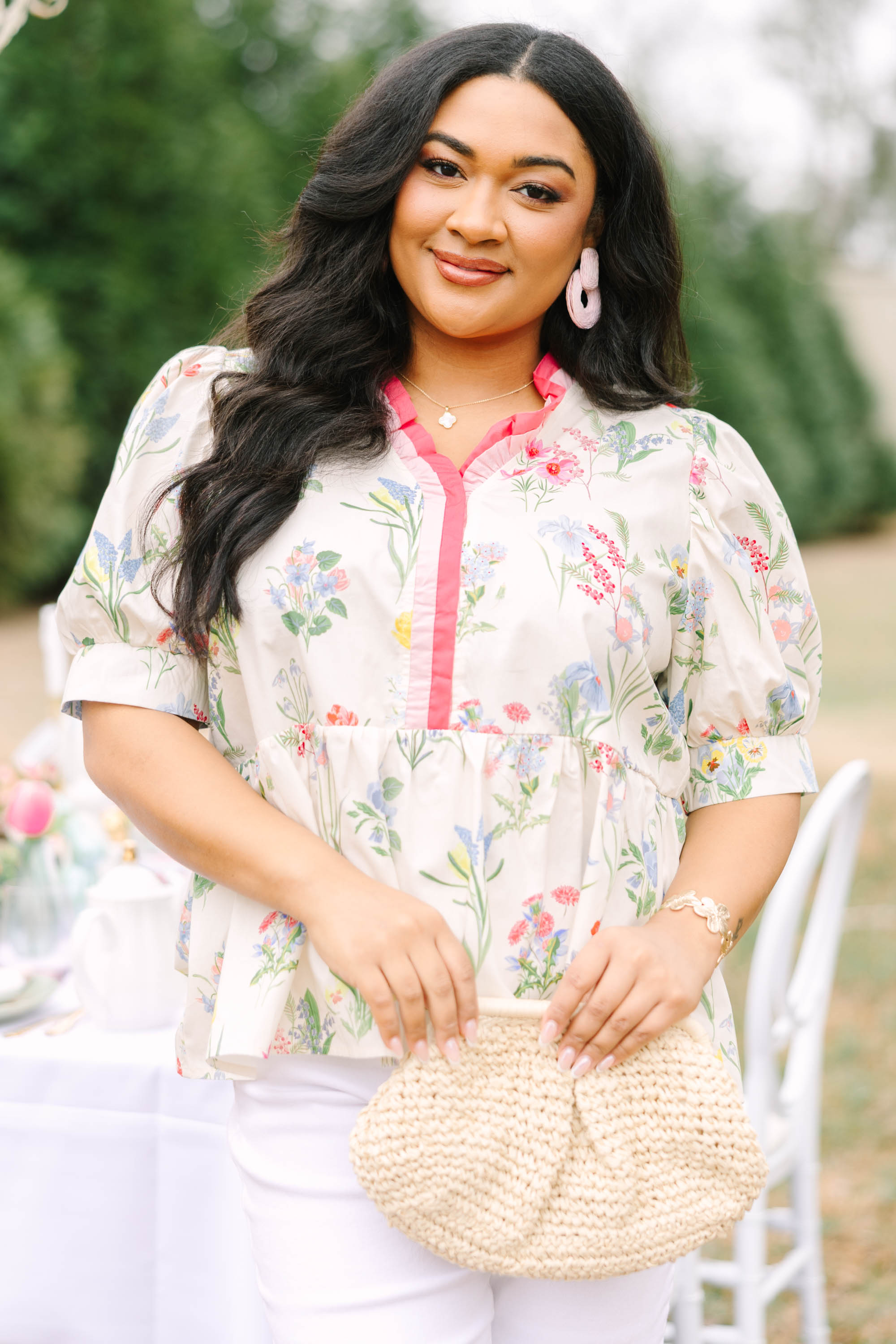 Bloom Bright Top, White-Pink