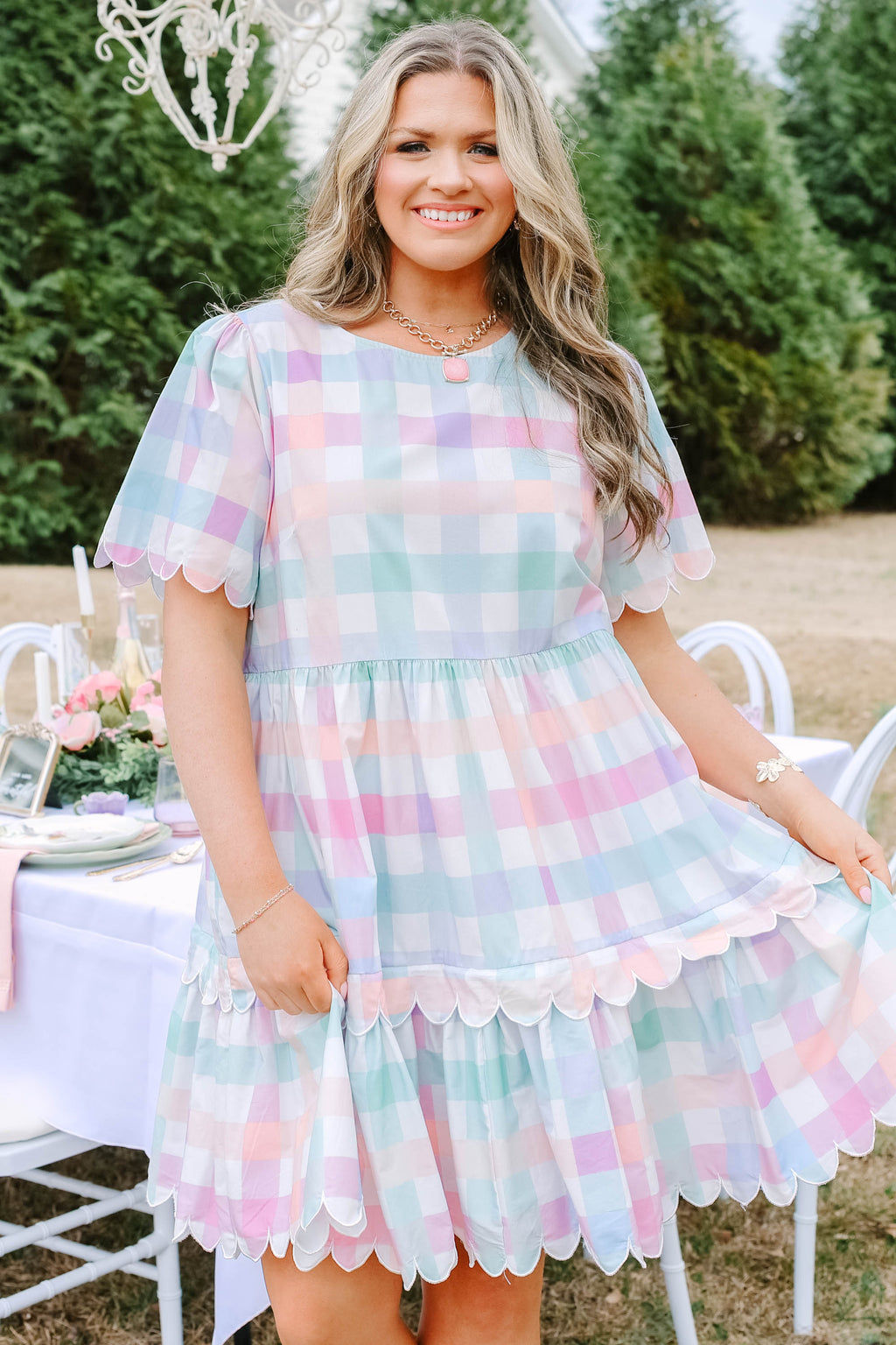 Hummingbird's Haven Dress, Plaid Multi