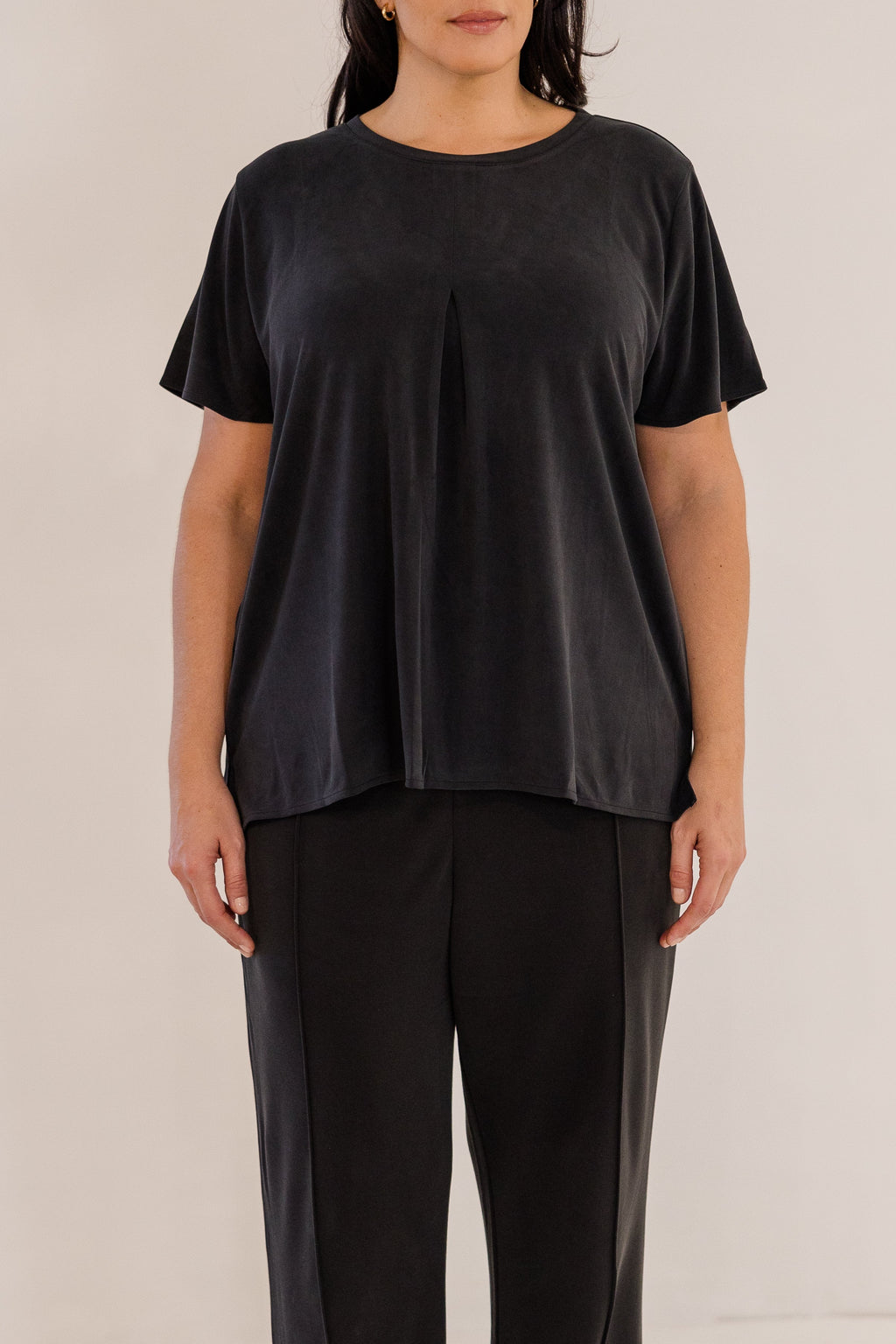 Soho Front Pleat Top, Black