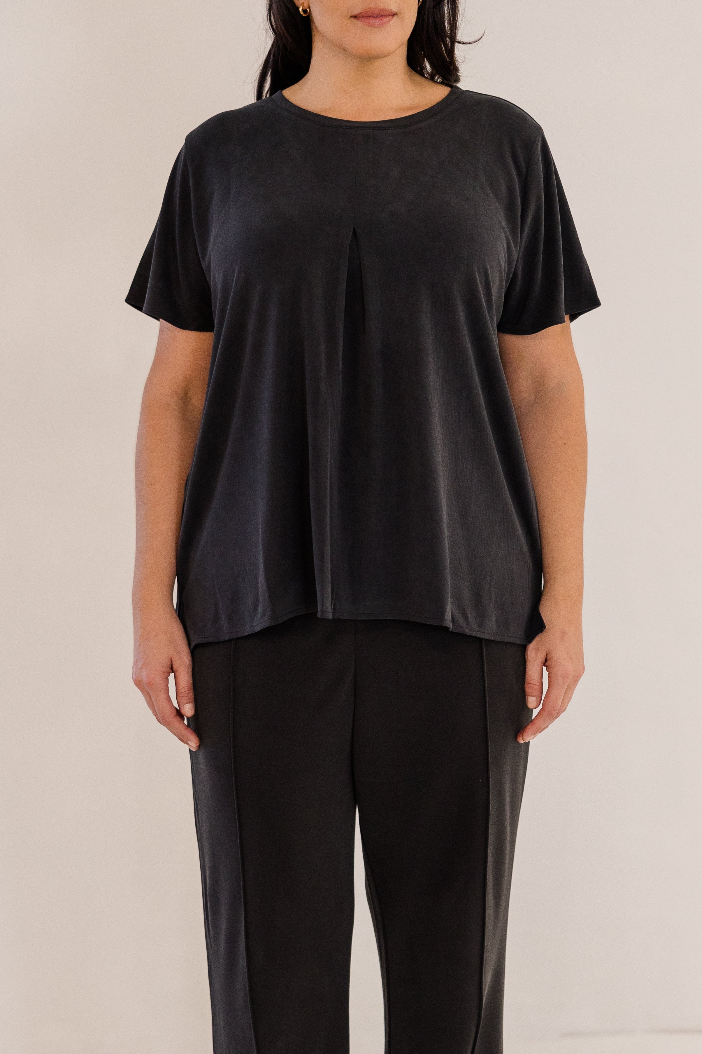 Soho Front Pleat Top, Black