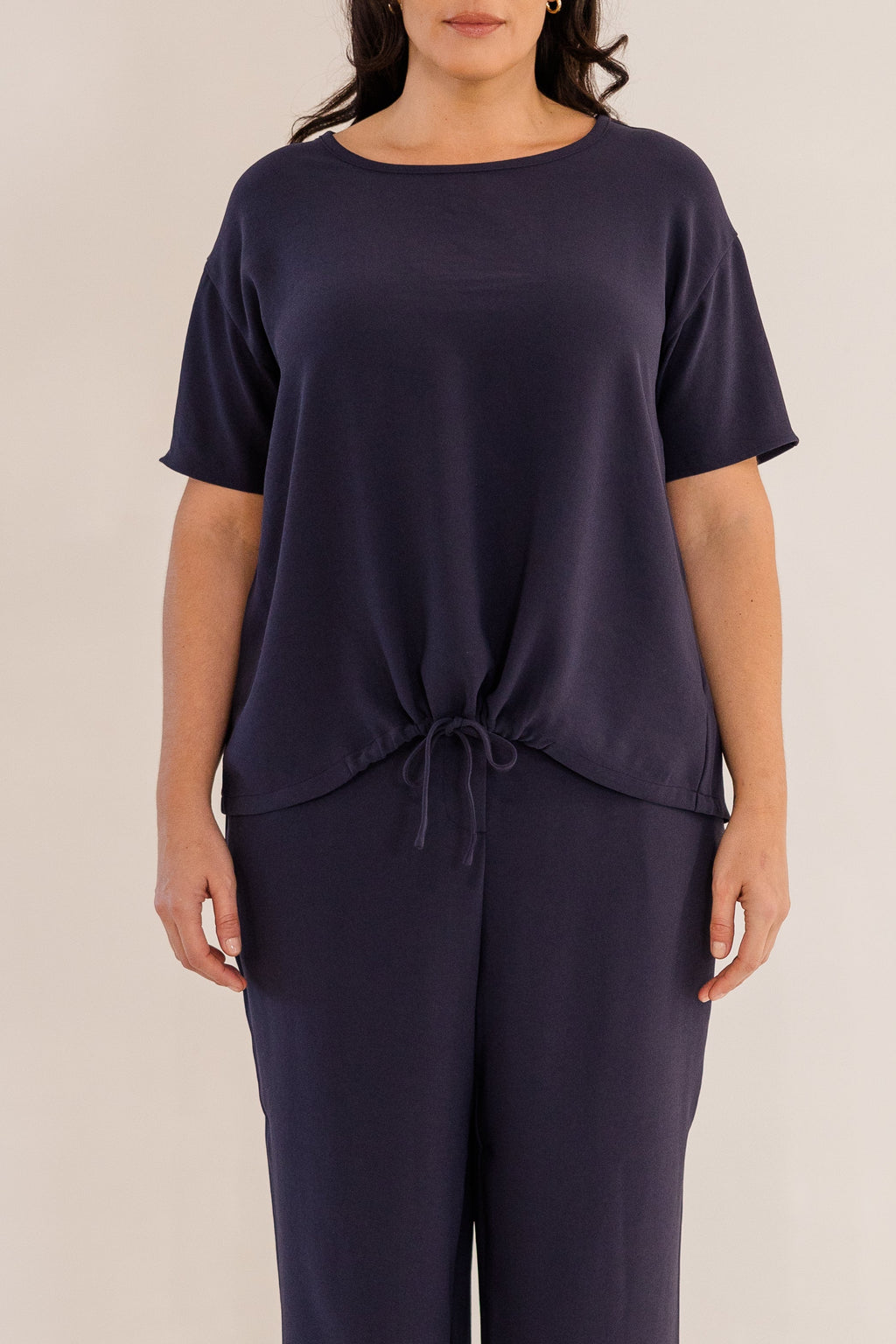 Ricker Tie Hem Top, Ink Navy