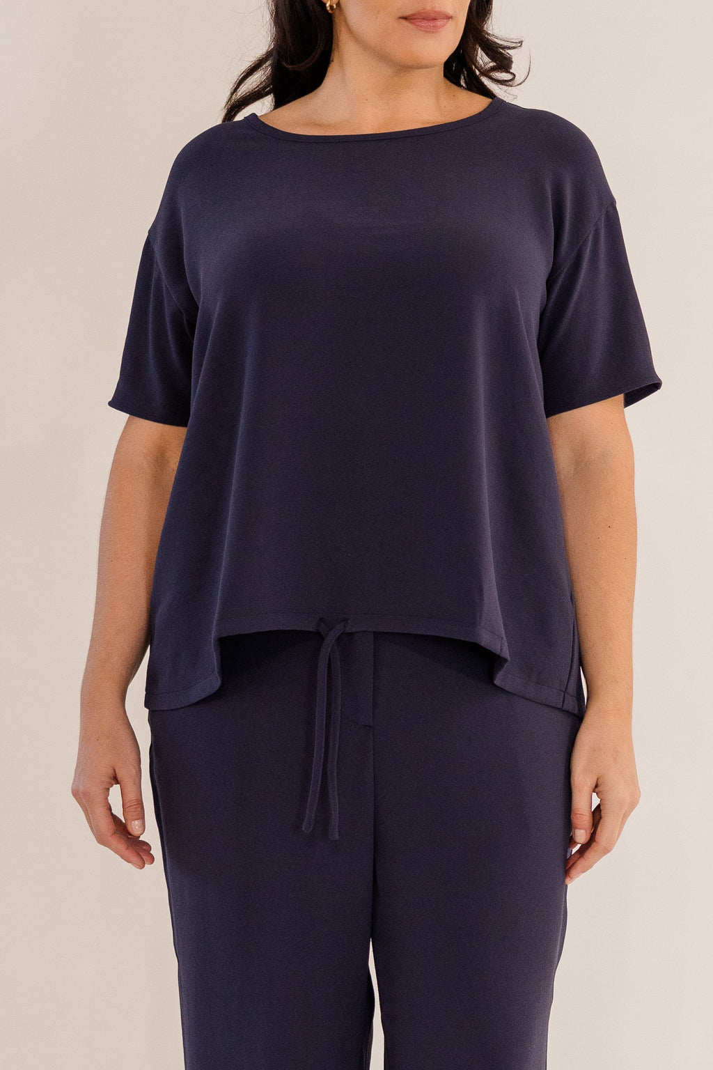 Ricker Tie Hem Top, Ink Navy