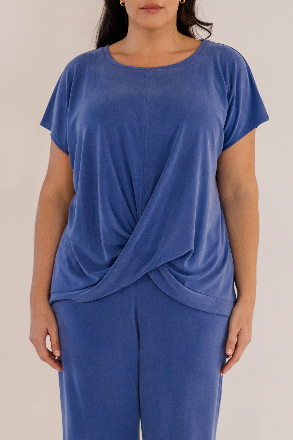 Sue	Drape Front Top, Ombre Blue