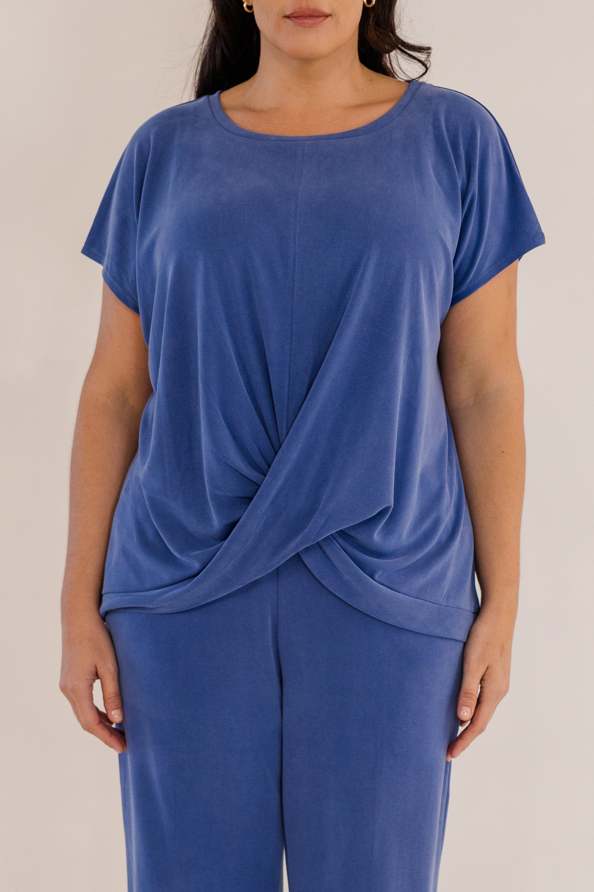 Sue	Drape Front Top, Ombre Blue