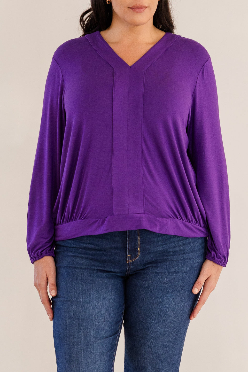 Albany Clean Neck Top, Petunia