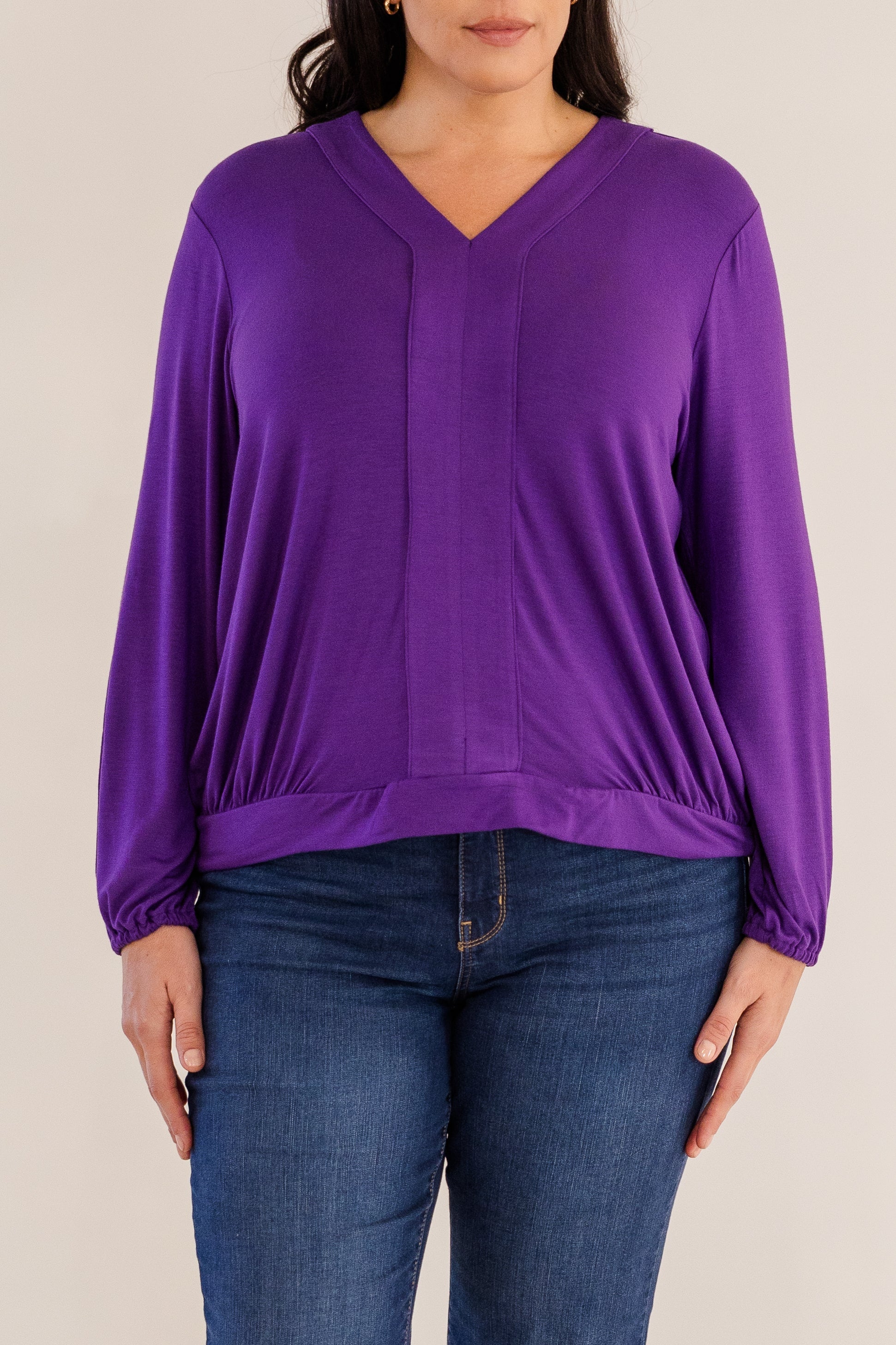 Albany Clean Neck Top, Petunia