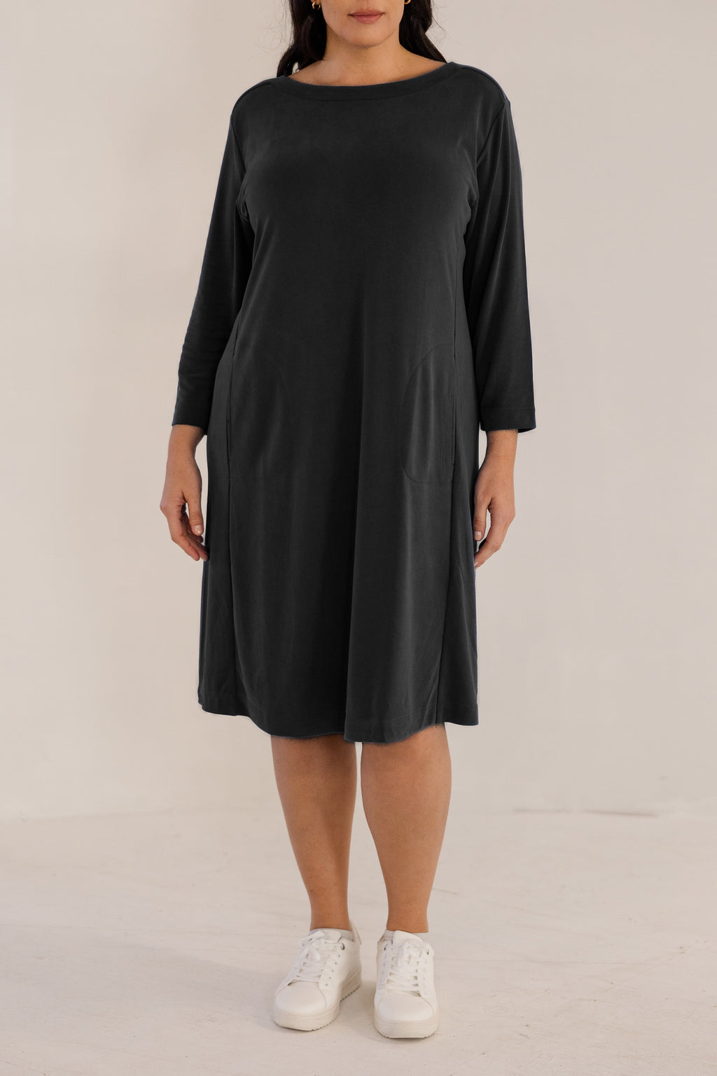 Audrey Boatneck Dress, Black