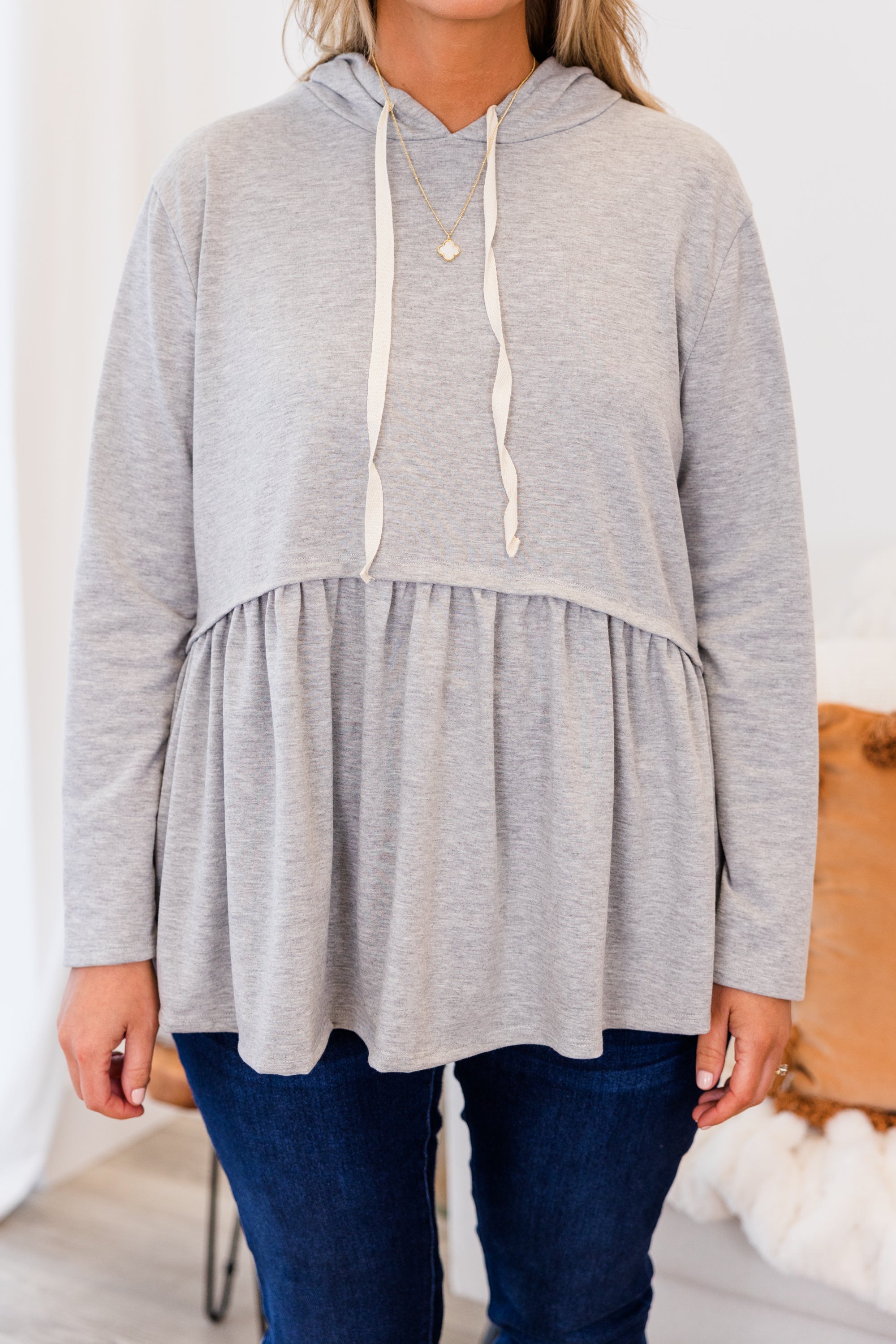 Cozy Geo Hoodie, Gray