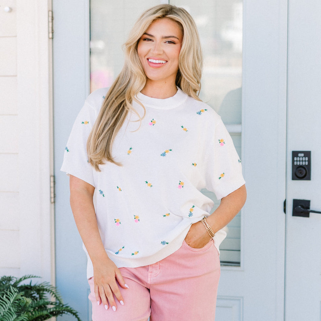 All I Want Is Spring Sweater, White