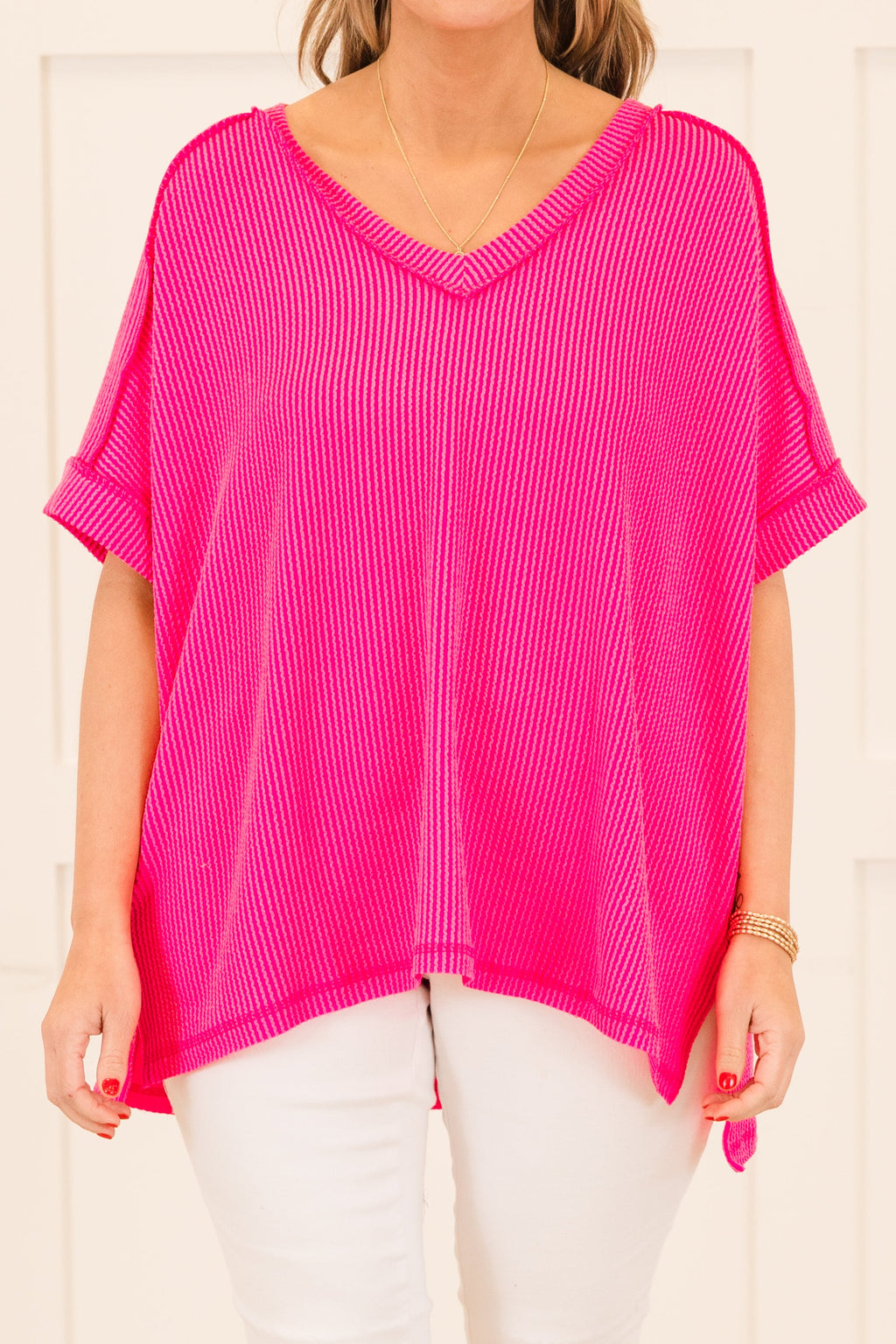 Knit Me Up Top, Neon Hot Pink