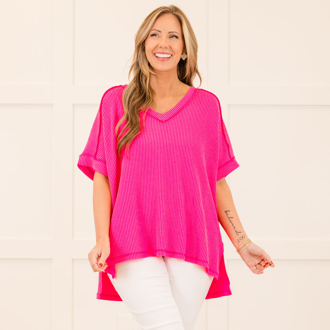 Knit Me Up Top, Neon Hot Pink