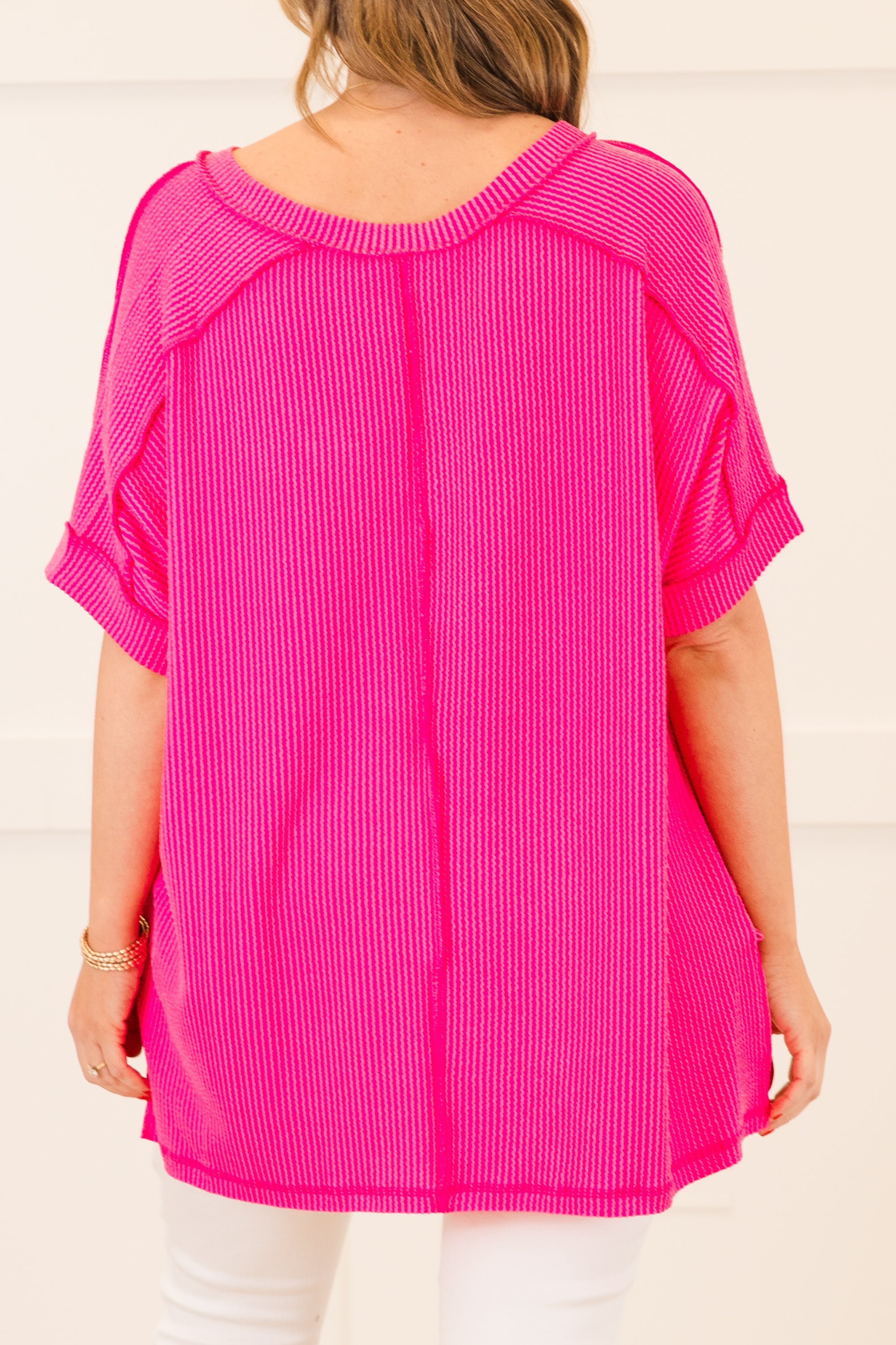 Knit Me Up Top, Neon Hot Pink