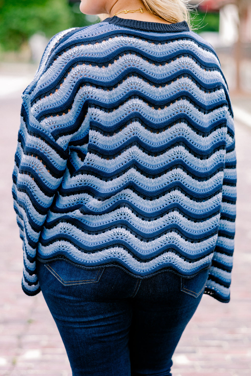 Wavy Comfort Sweater, Navy Blue