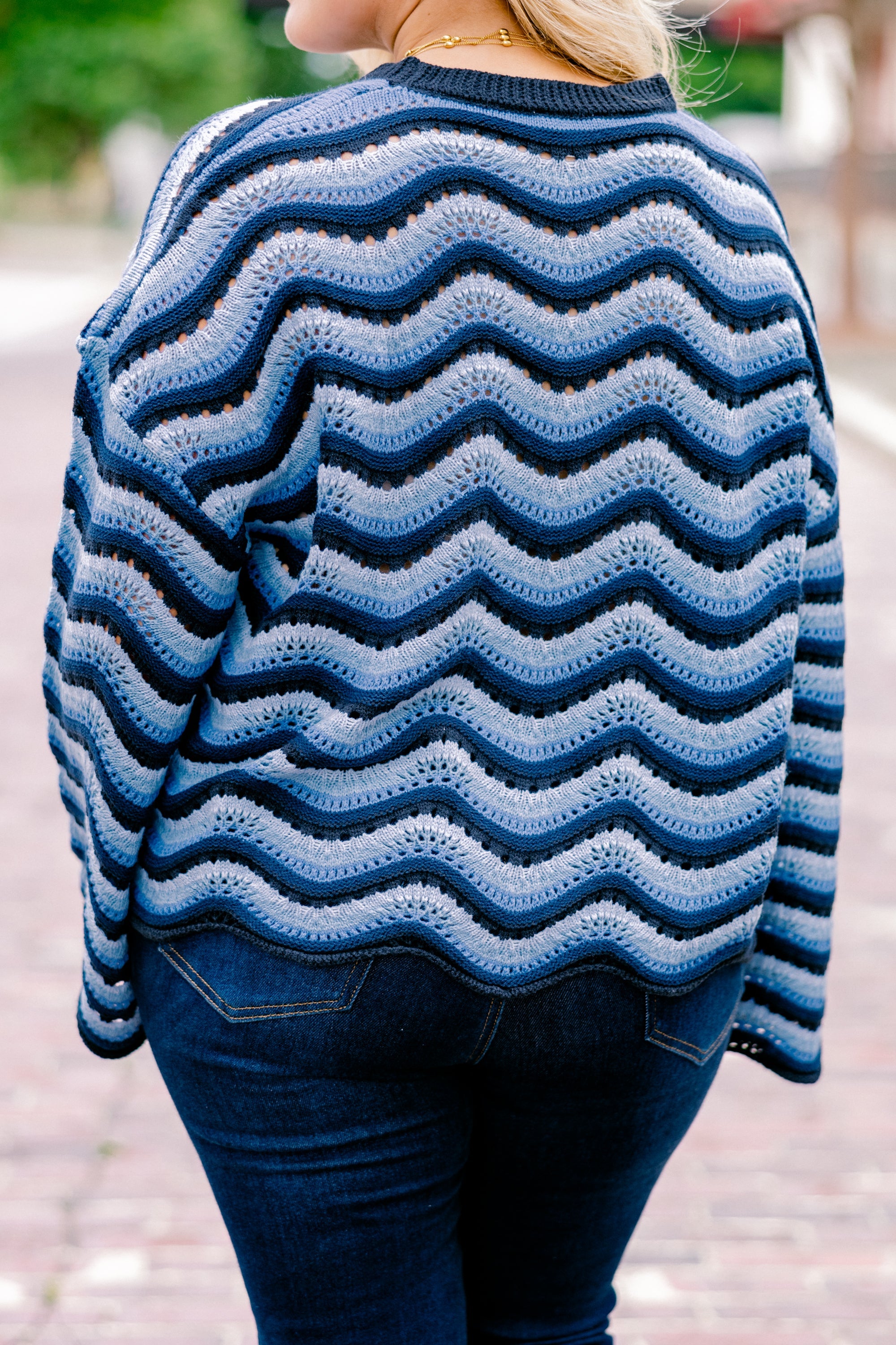 Wavy Comfort Sweater, Navy Blue