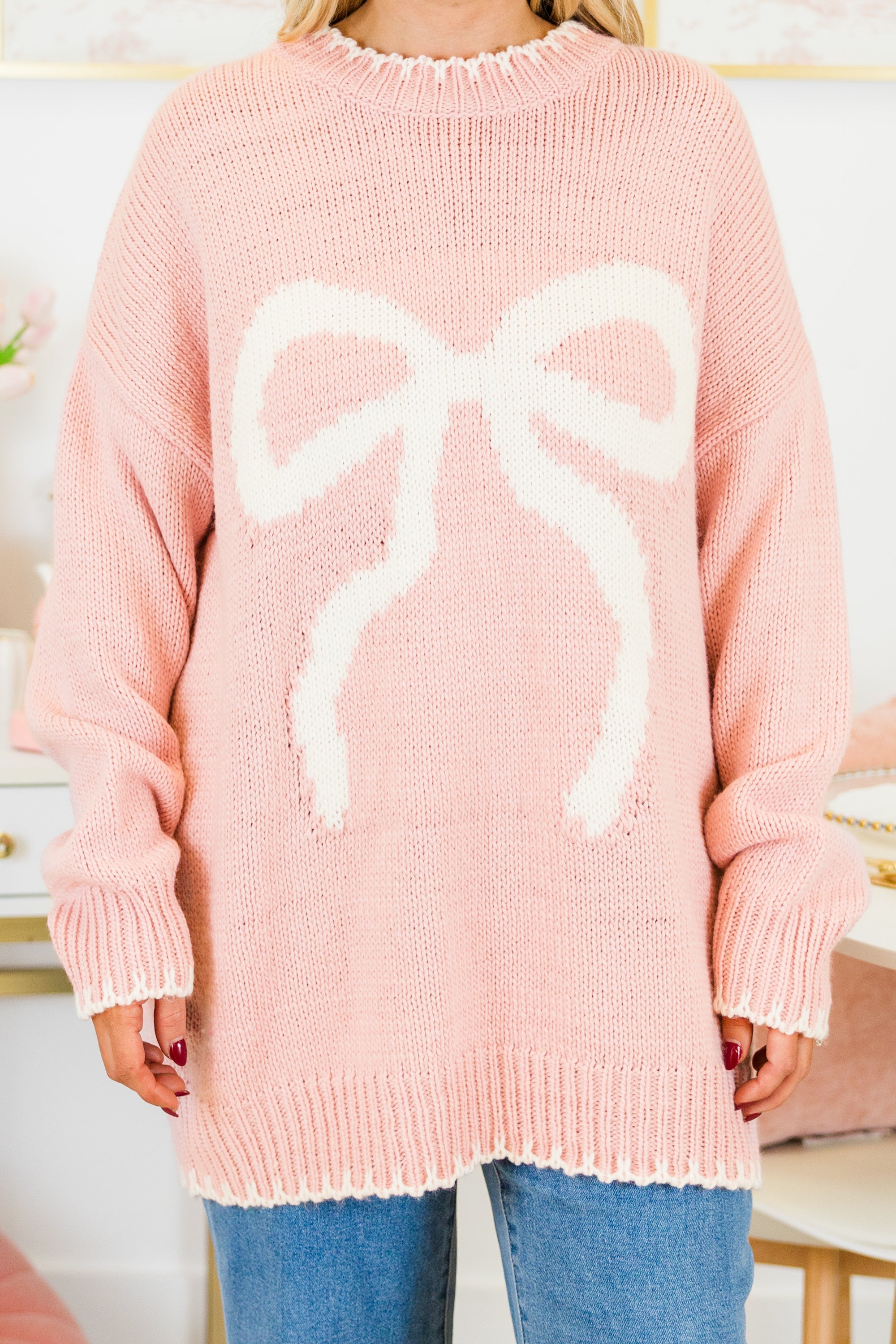 Cute And Charming Sweater, Pink