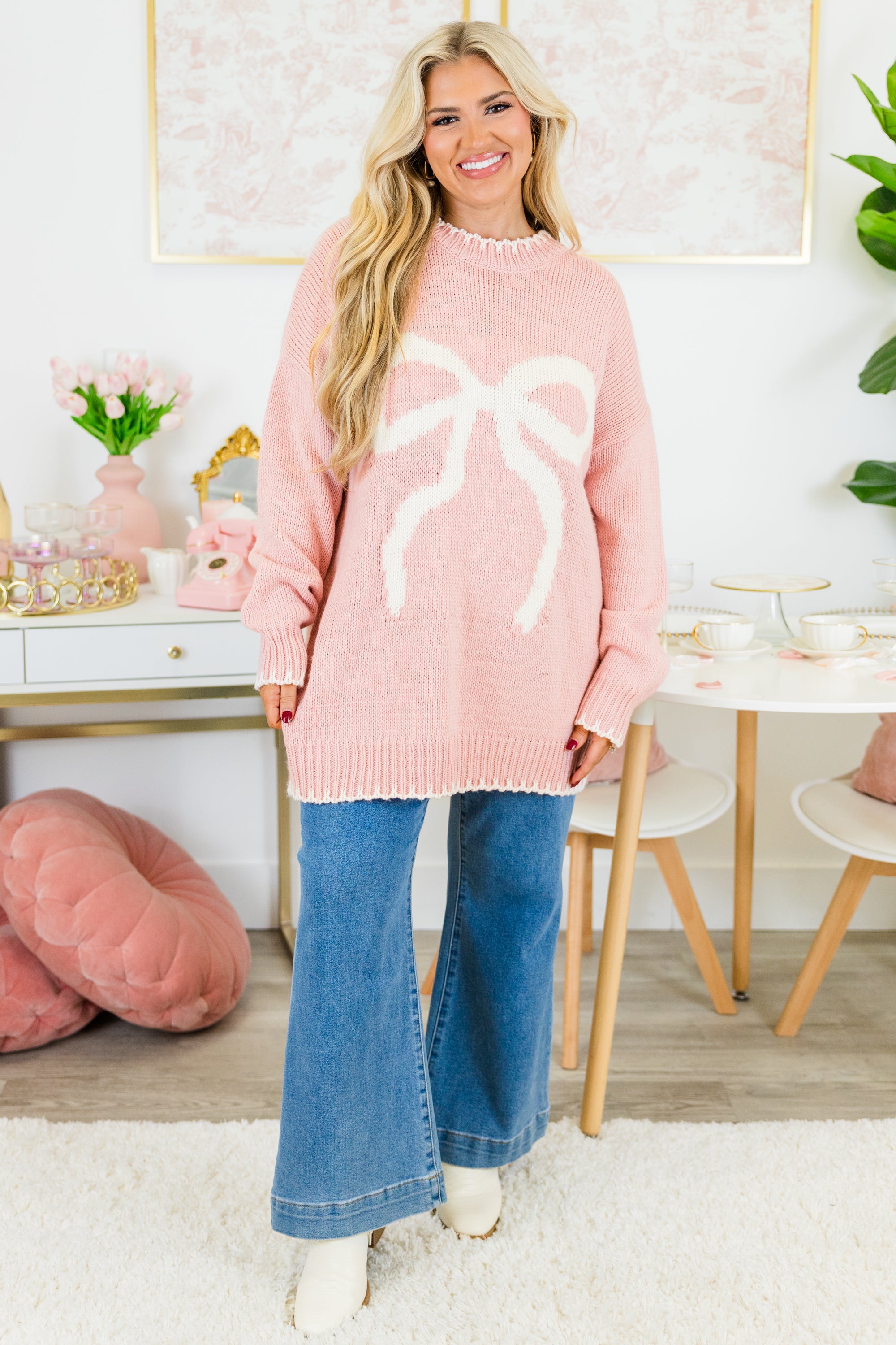Cute And Charming Sweater, Pink
