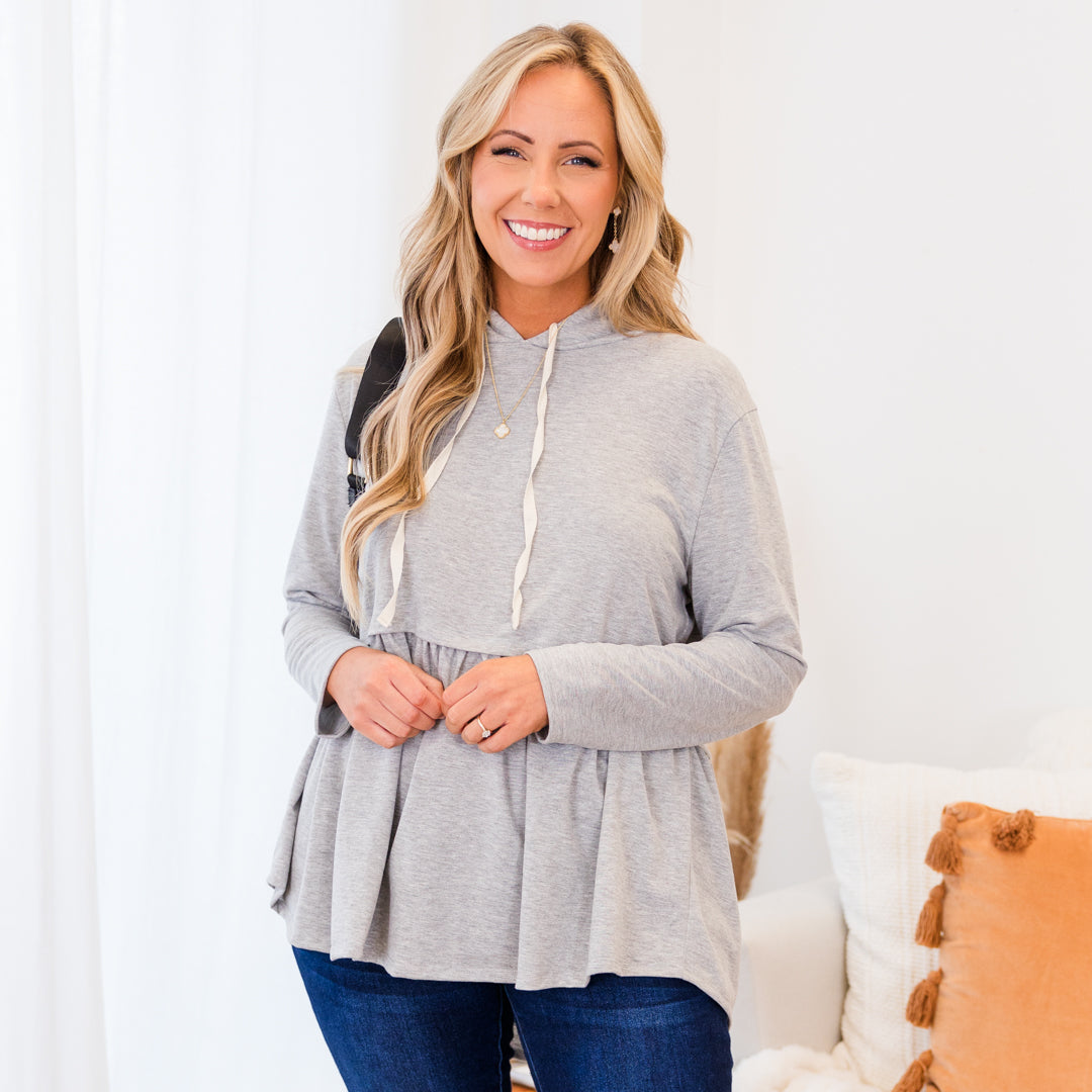 Cozy Geo Hoodie, Gray