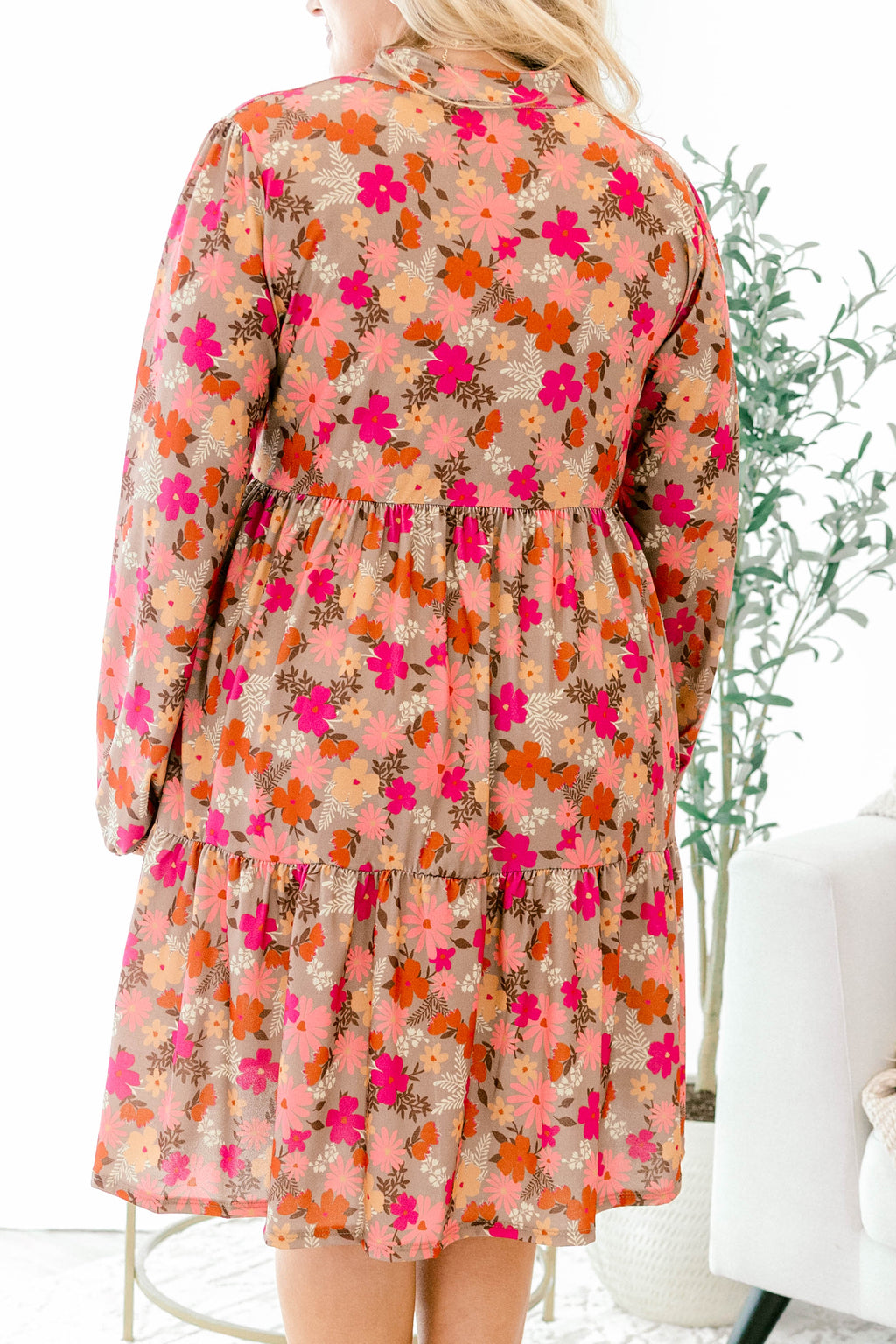 Fabulous Florals Dress, Mocha Multi