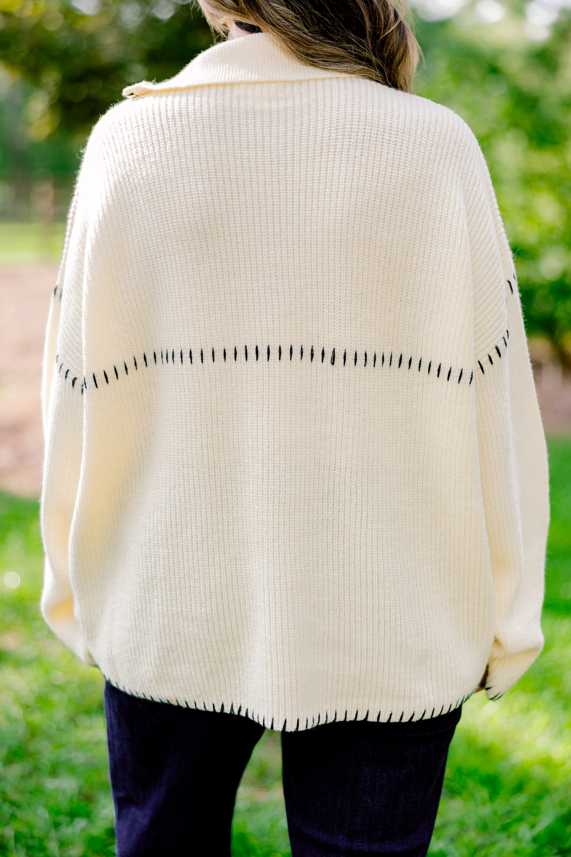 Falling For Fall Sweater, Cream-Black