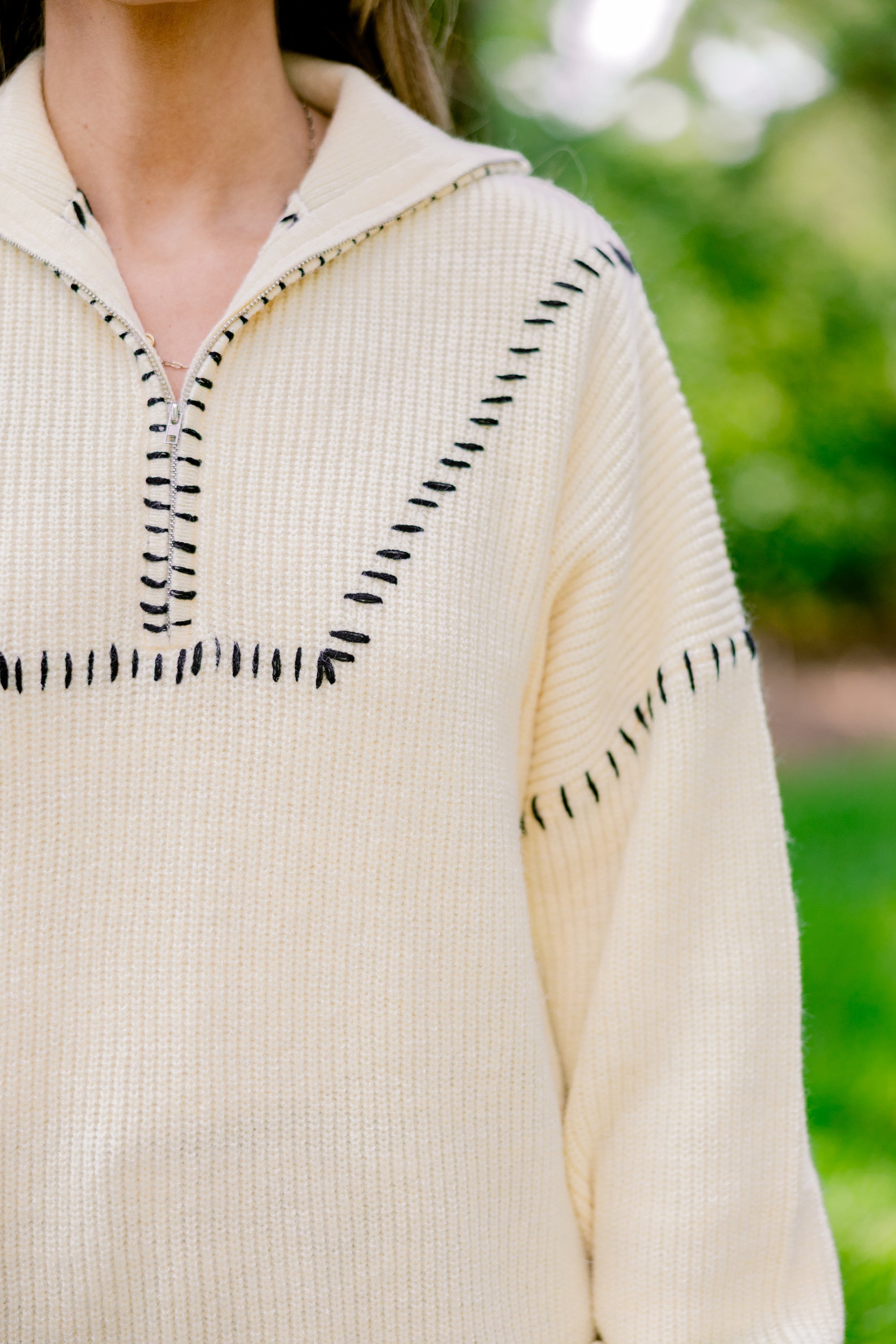 Falling For Fall Sweater, Cream-Black
