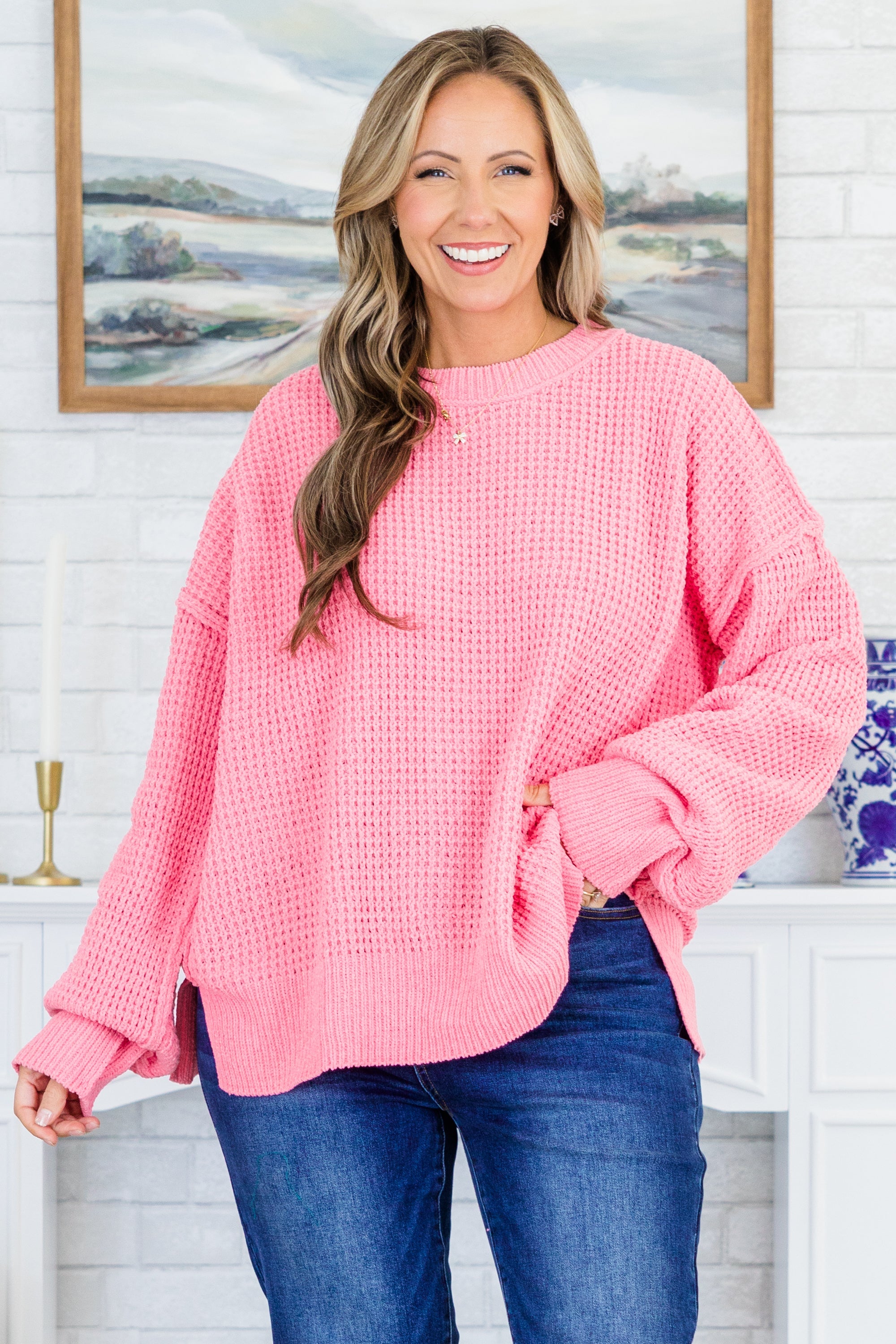 Falling Petals Sweater, Pink